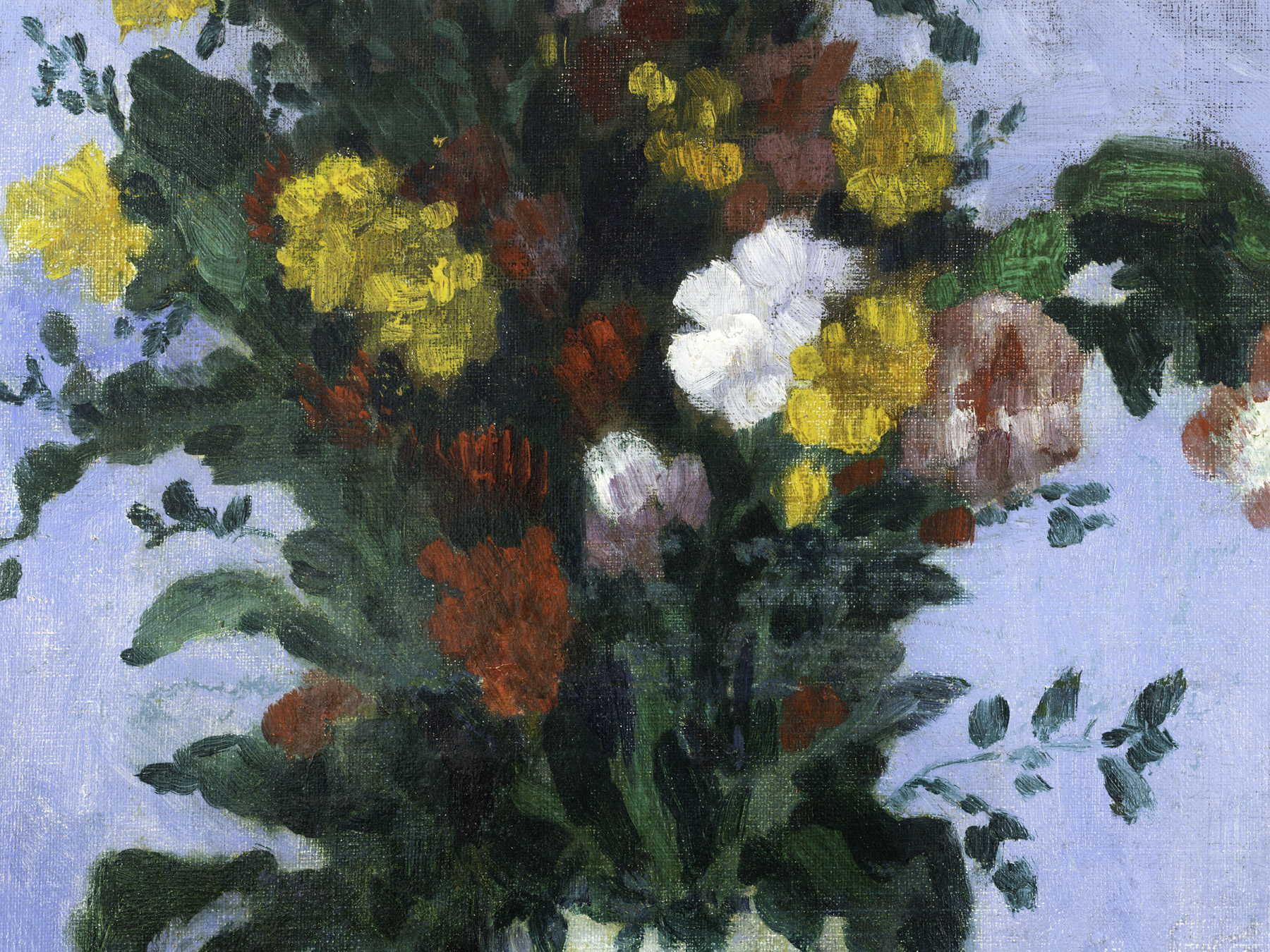 Detail view of Pablo Picasso's painting titled Vase de fleurs