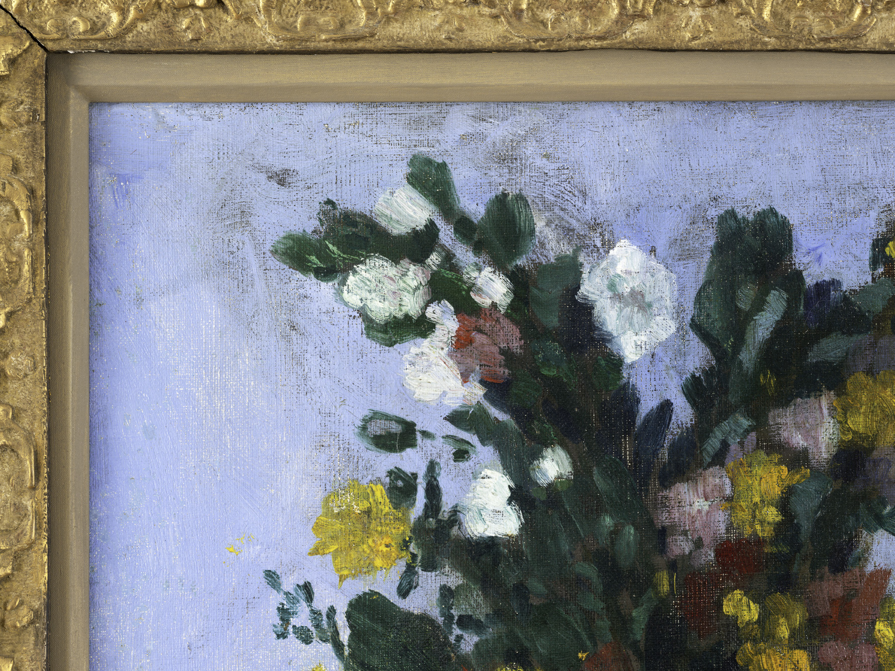 Detail view of Pablo Picasso's painting titled Vase de fleurs