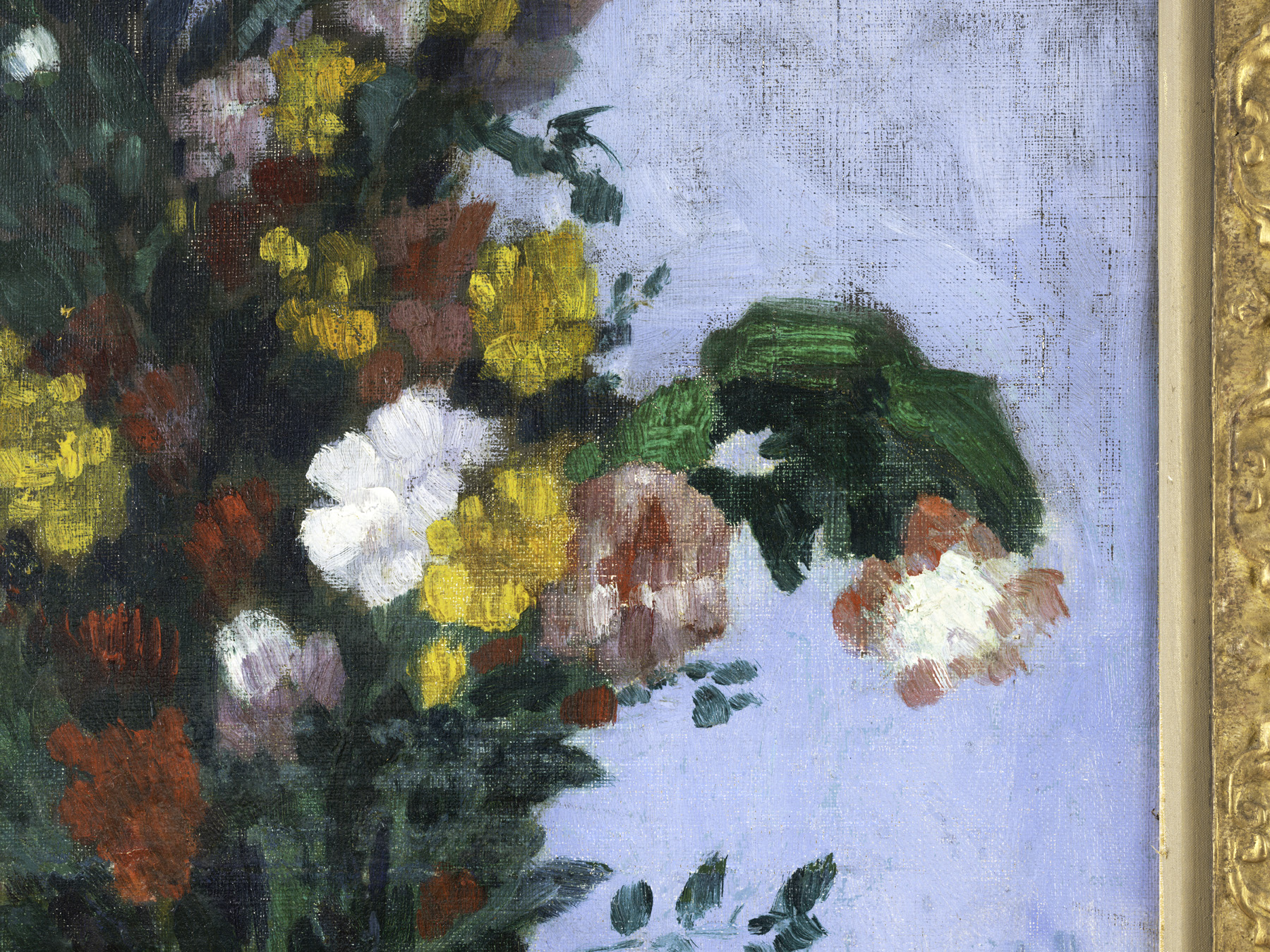 Detail view of Pablo Picasso's painting titled Vase de fleurs