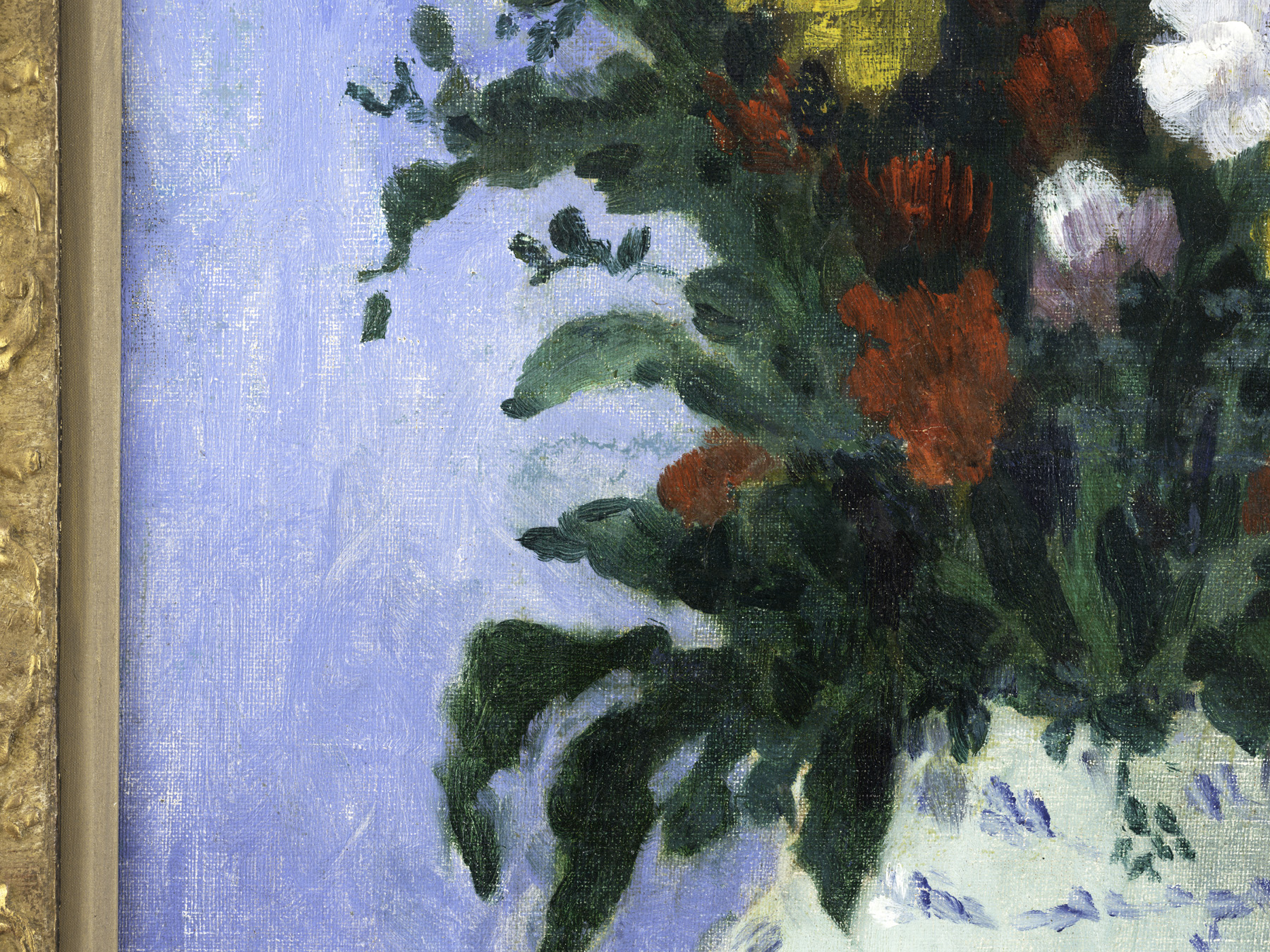 Detail view of Pablo Picasso's painting titled Vase de fleurs