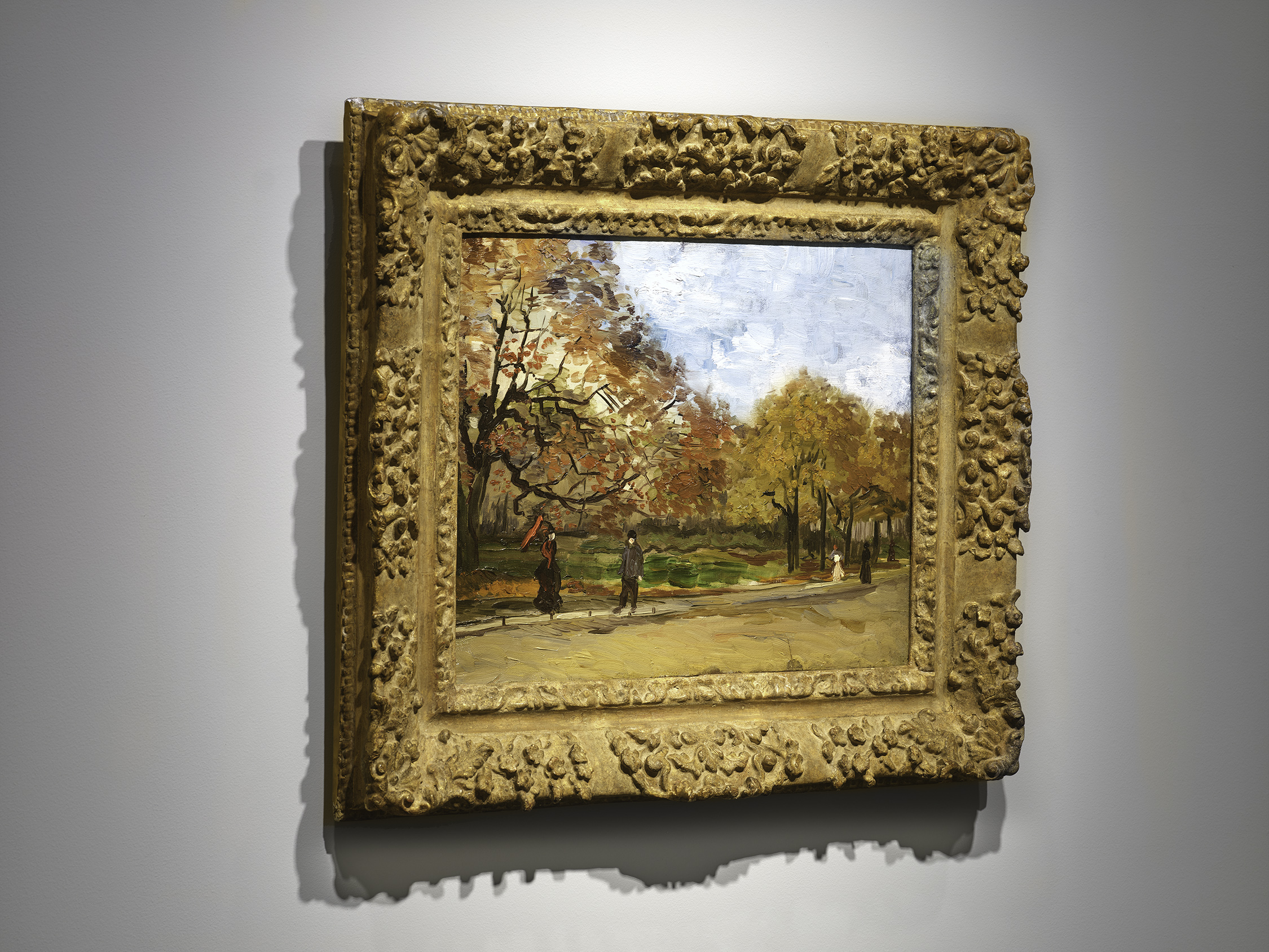 Angled view of Vincent Van Gogh's painting titled View of a Park in Paris