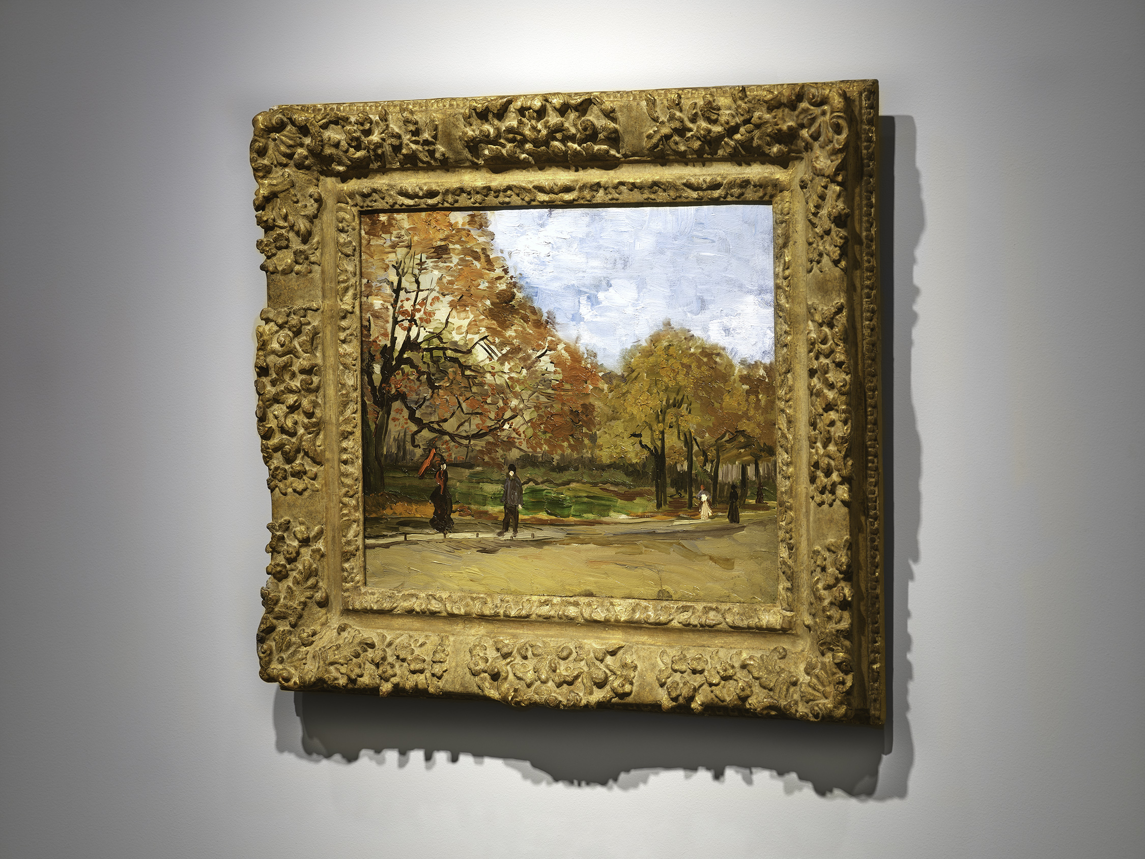 Angled view of Vincent Van Gogh's painting titled View of a Park in Paris