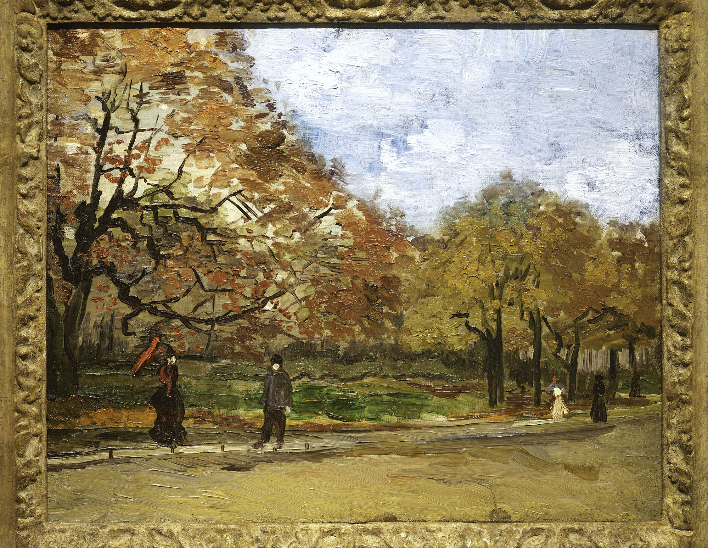 Detail view of Vincent Van Gogh's painting titled View of a Park in Paris