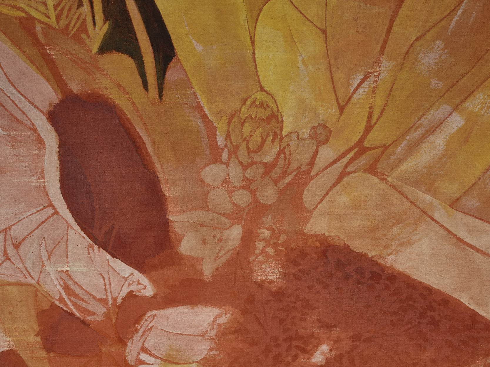 Detail view of Francesco Clemente's painting Winter Flowers I