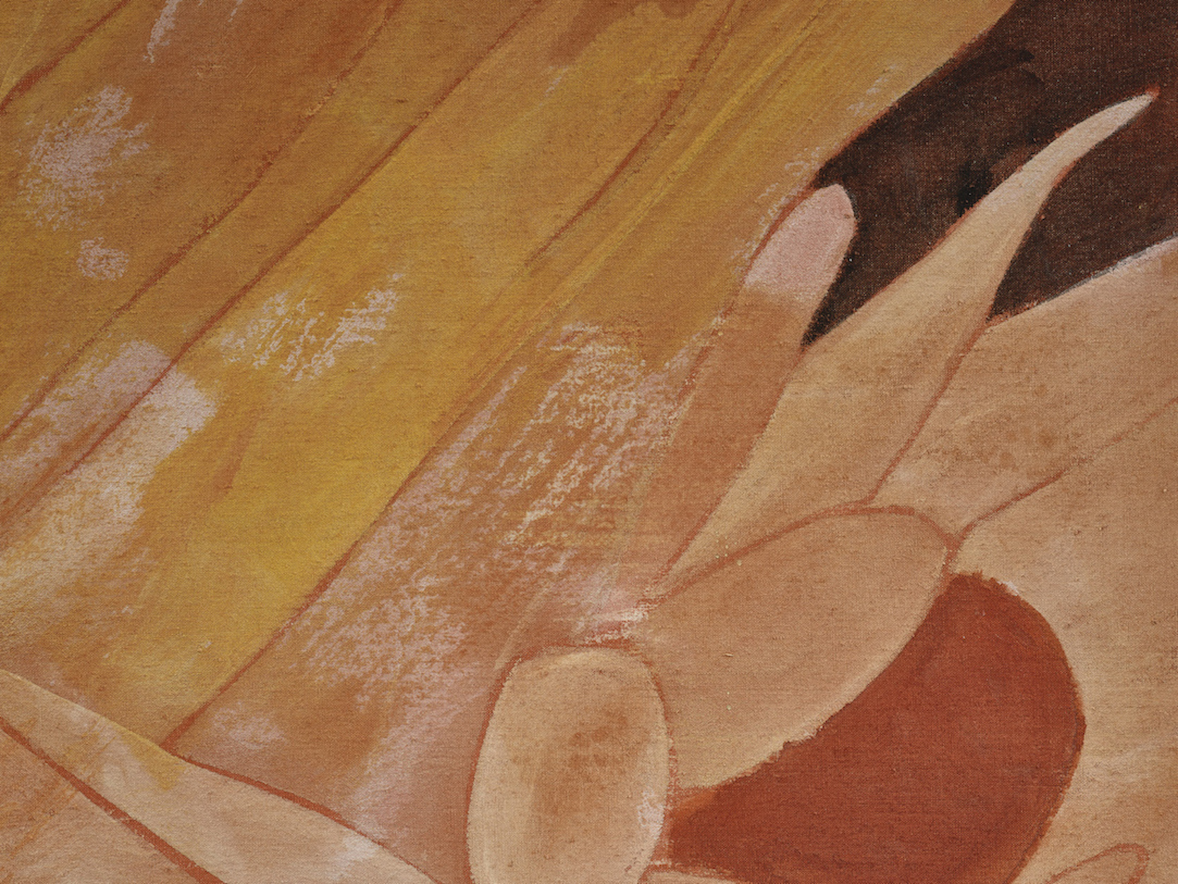 Detail view of Francesco Clemente's painting Winter Flowers I