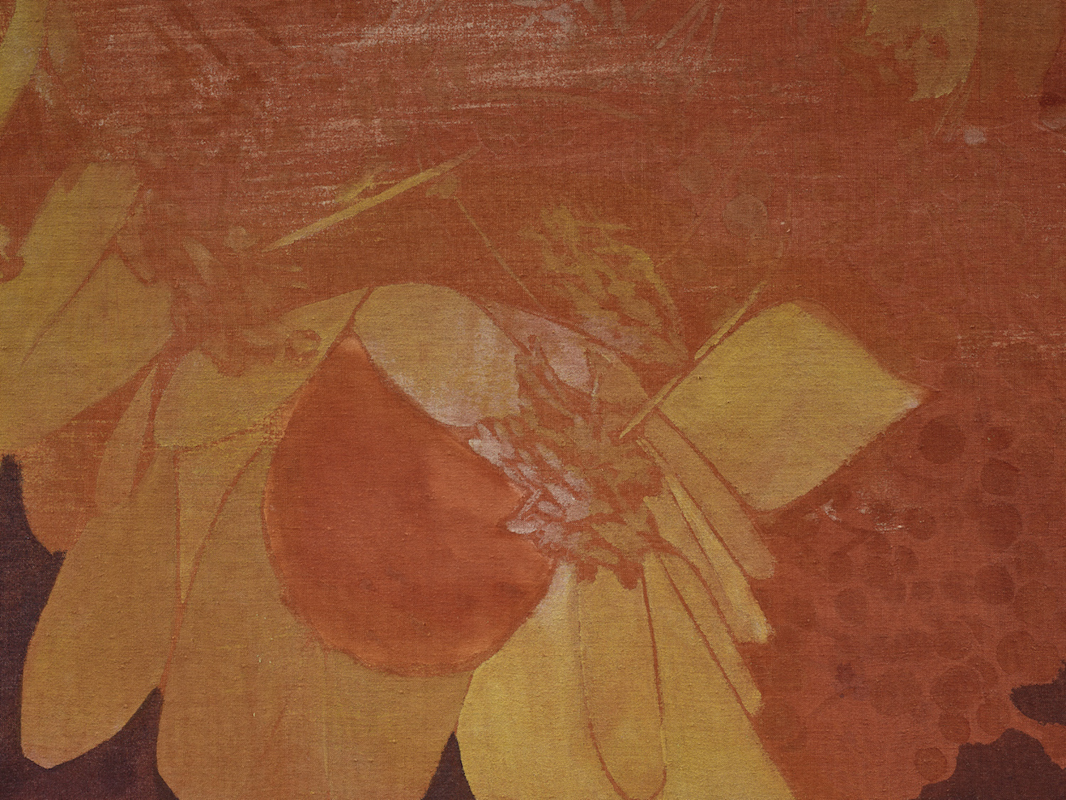 Detail view of Francesco Clemente's painting Winter Flowers I