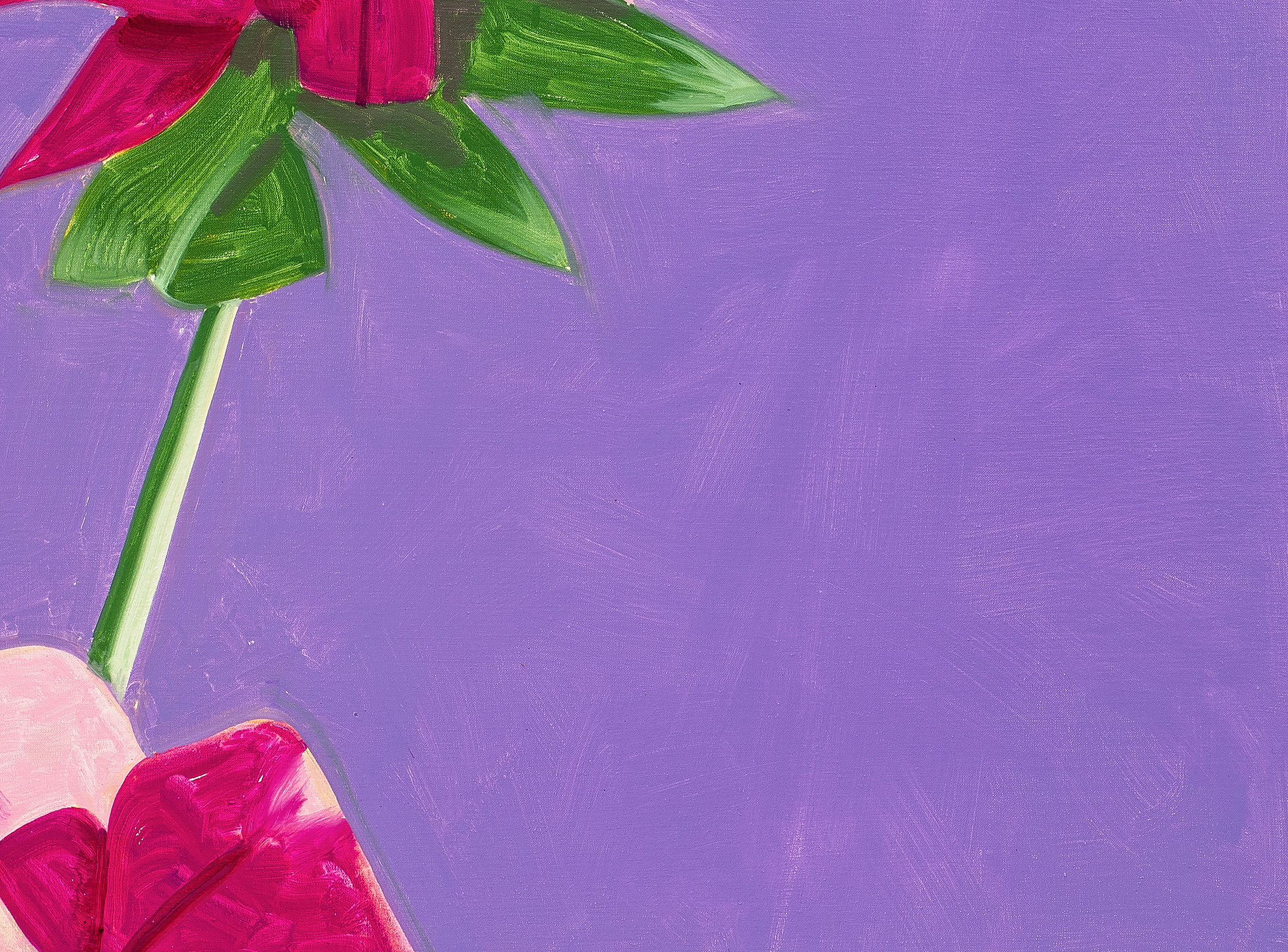 Detail view of Alex Katz's painting Azalea on Lilac