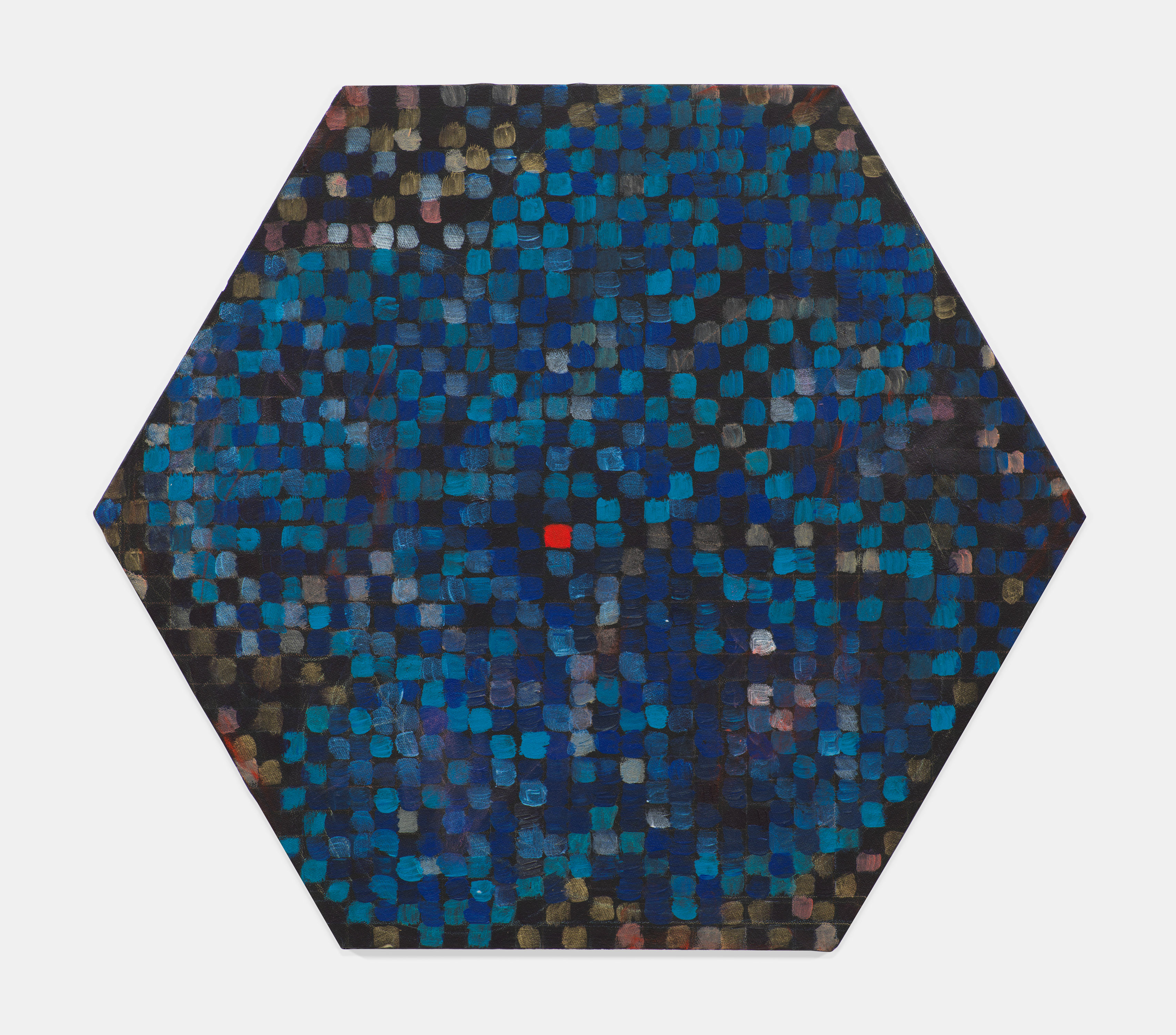 Hexagonal canvas from Jutta Koether's Nedd You Everyday (Bluesed Grid Series, Flower Theme)