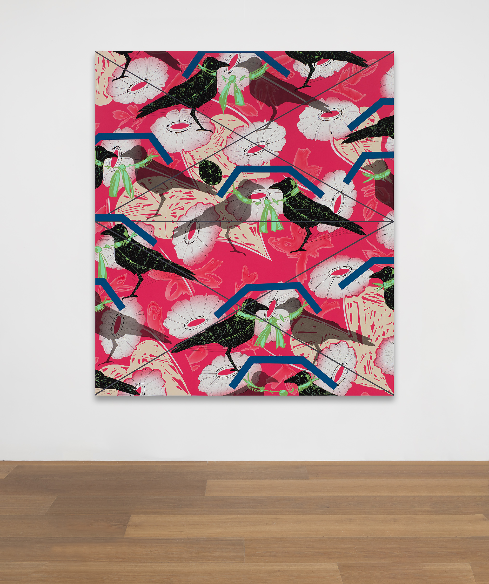 Installation view of Lari Pittman's painting Portrait of a Textile (Silk Organza)