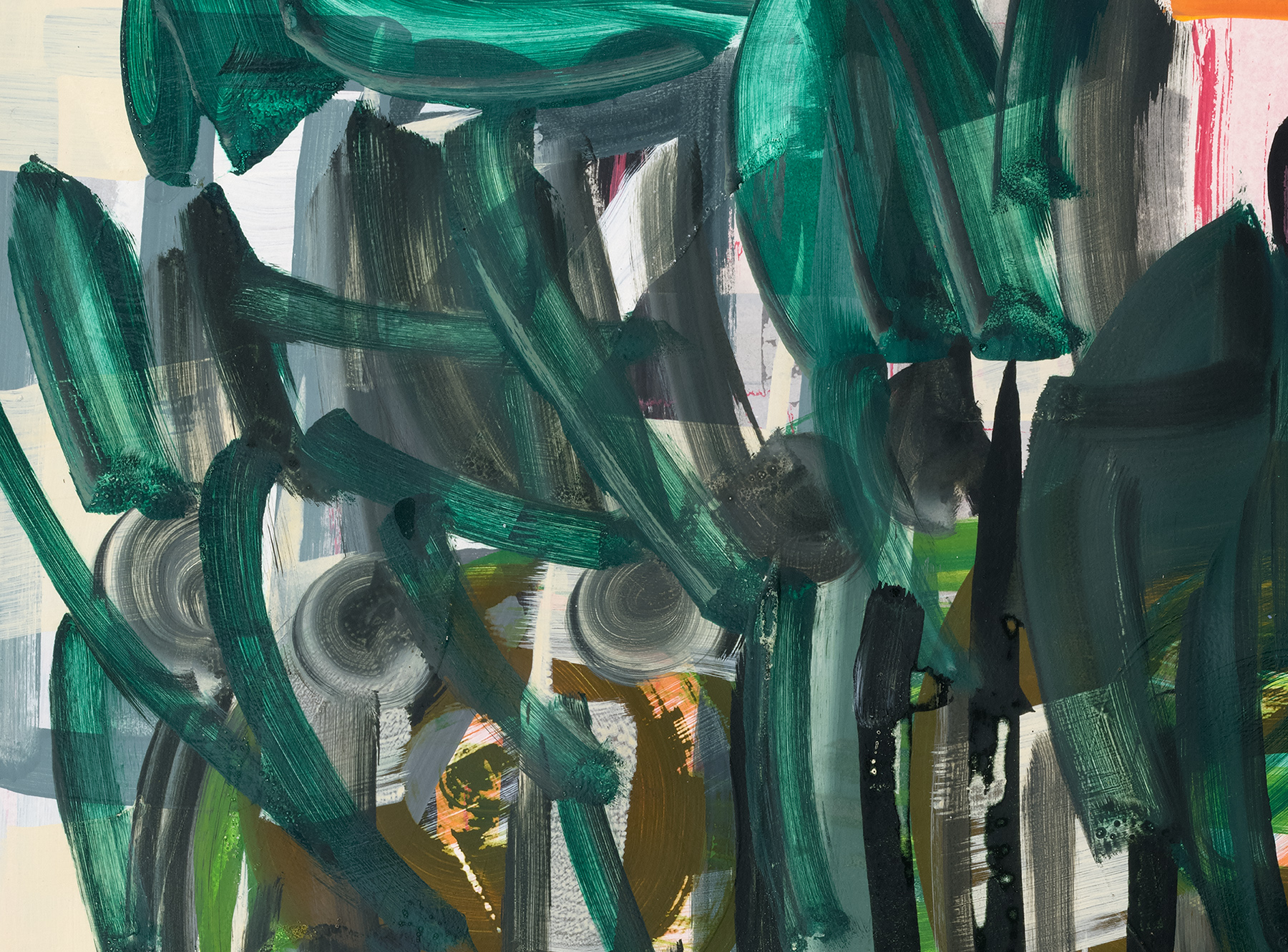 Detail view of Amy Sillman's painting Feb2