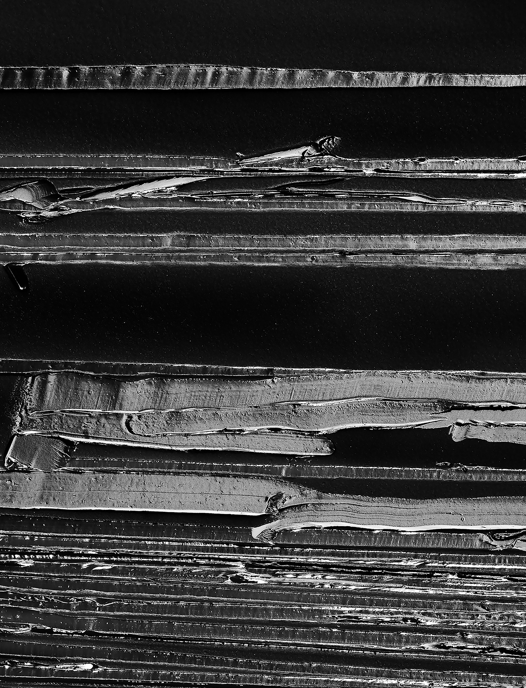 Detail view of Pierre Soulages’s Peinture 130 x 102 cm, 22 juillet 2020