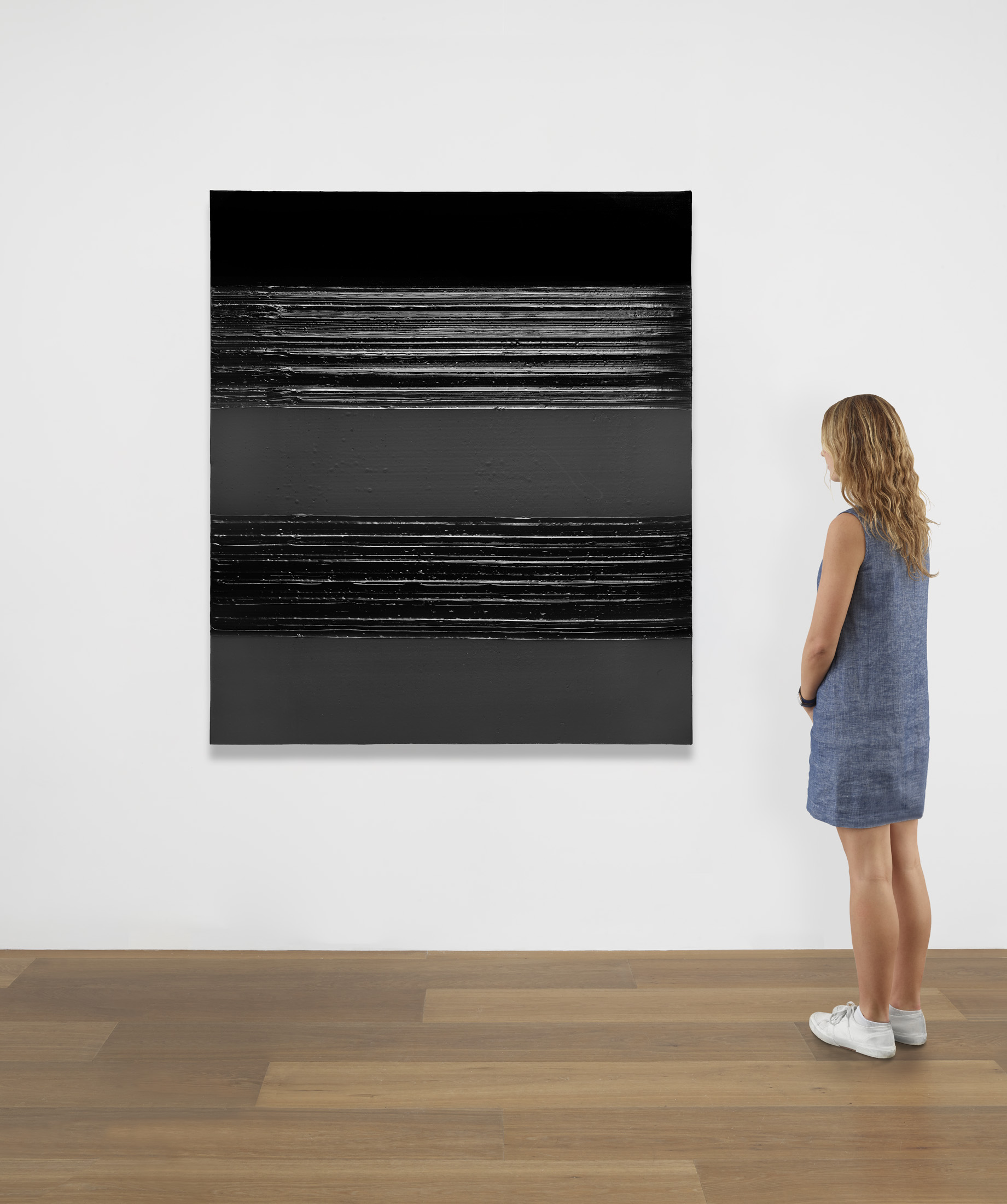 Scale view of Pierre Soulages’s Peinture 165 x 143 cm, 31 août 2020