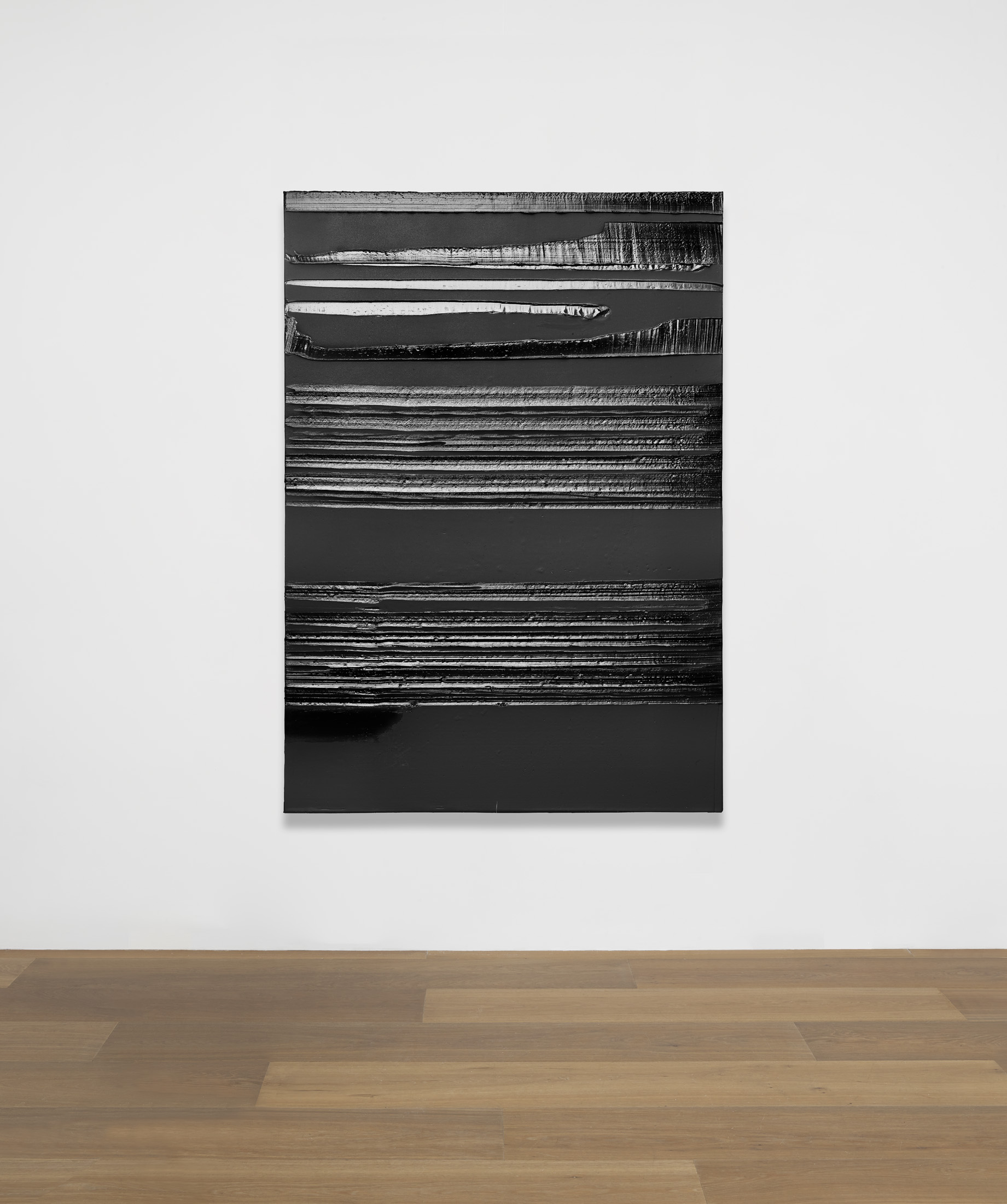 Installation view of Pierre Soulages’s Peinture 181 x 128 cm, 26 juillet 2020