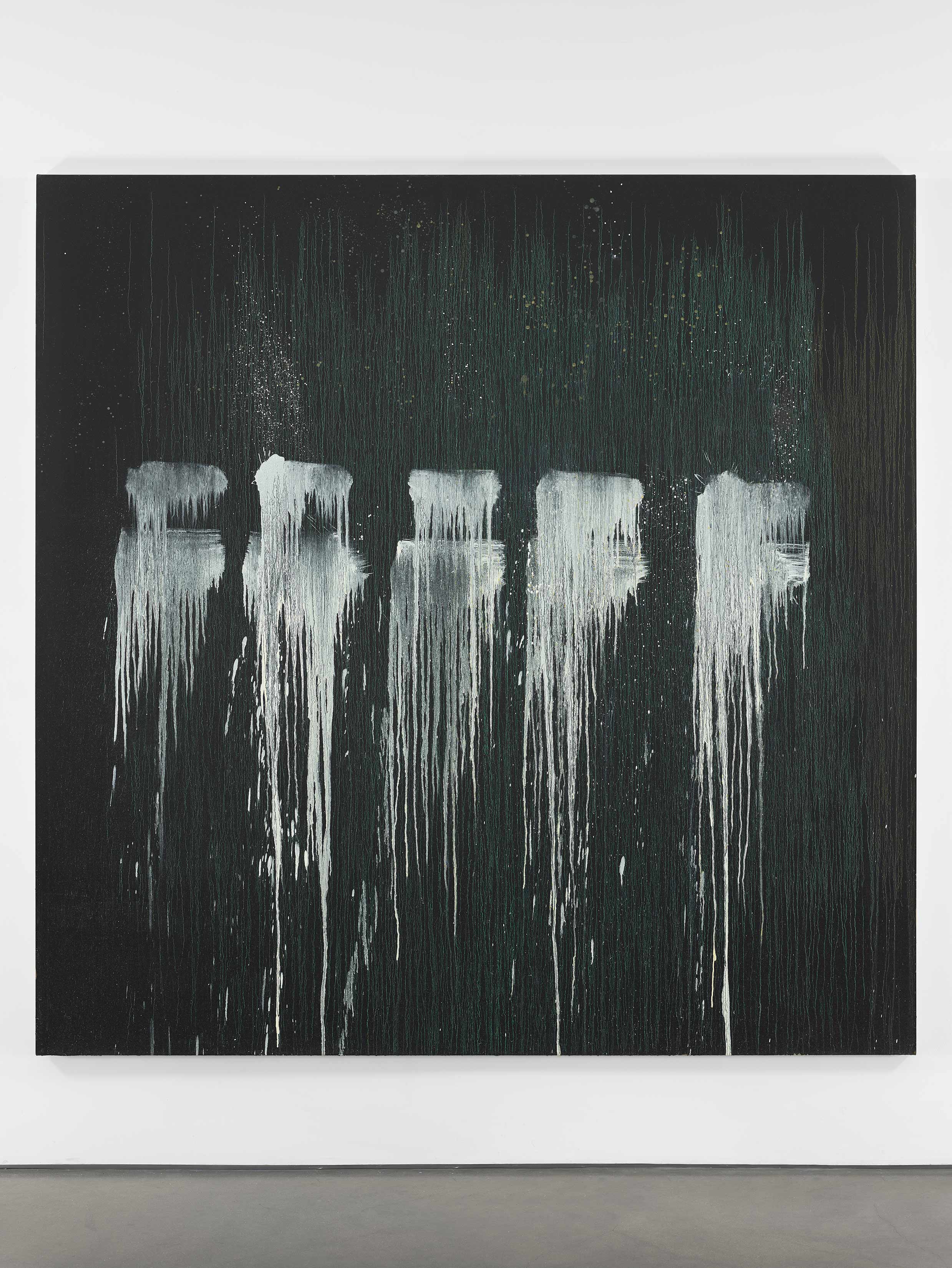 Installation view of Pat Steir's painting Between the Trees