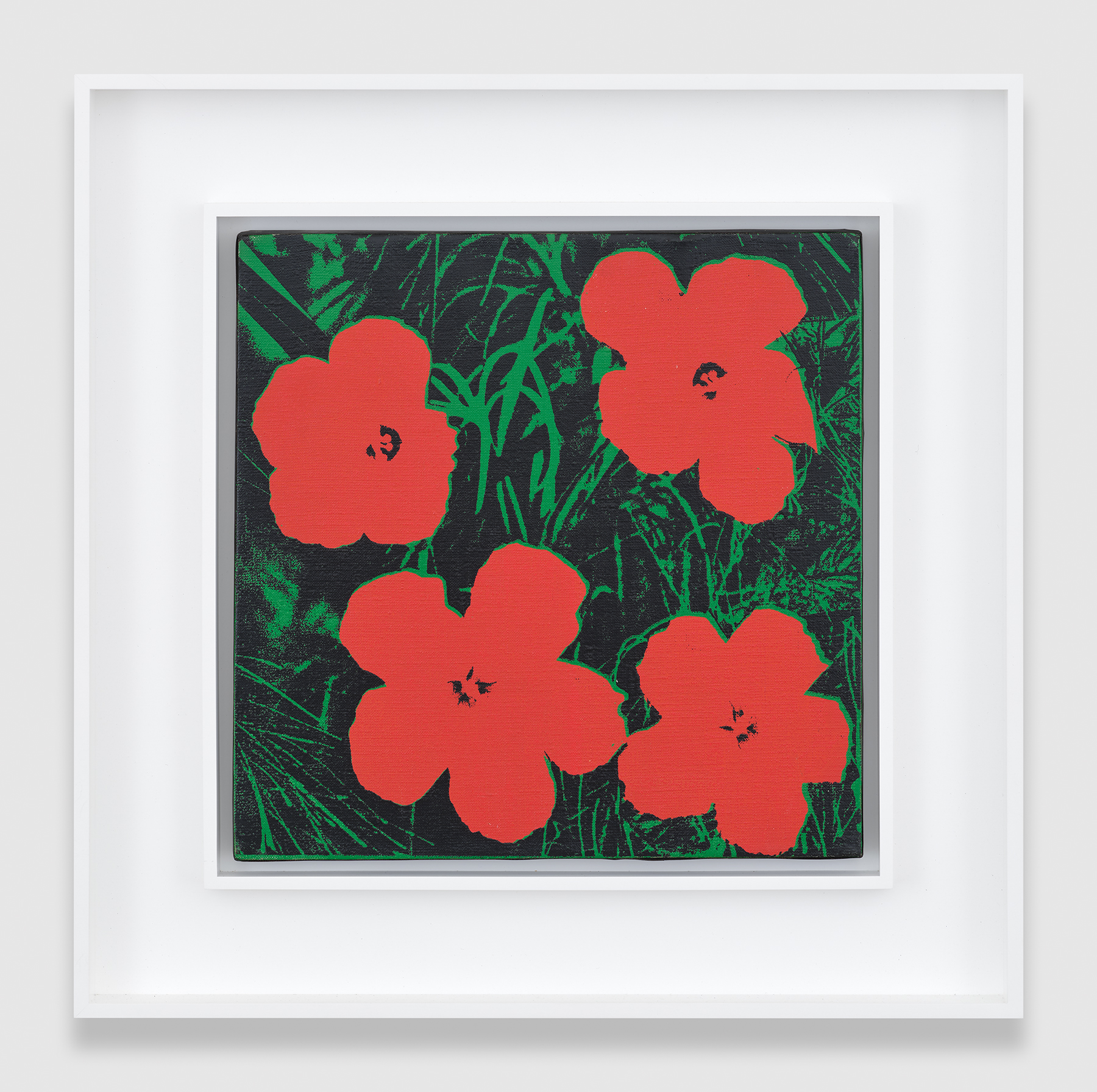 Andy Warhol's silkscreen ink on linen print Flowers