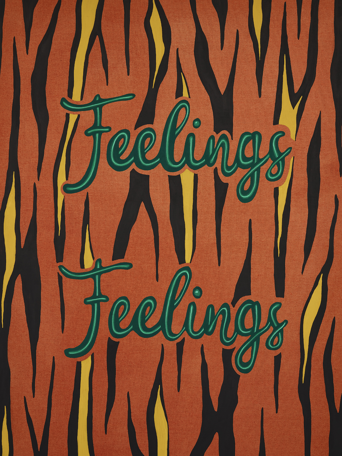 Detail view of Joel Mesler's painting Untitled (Feelings Feelings)