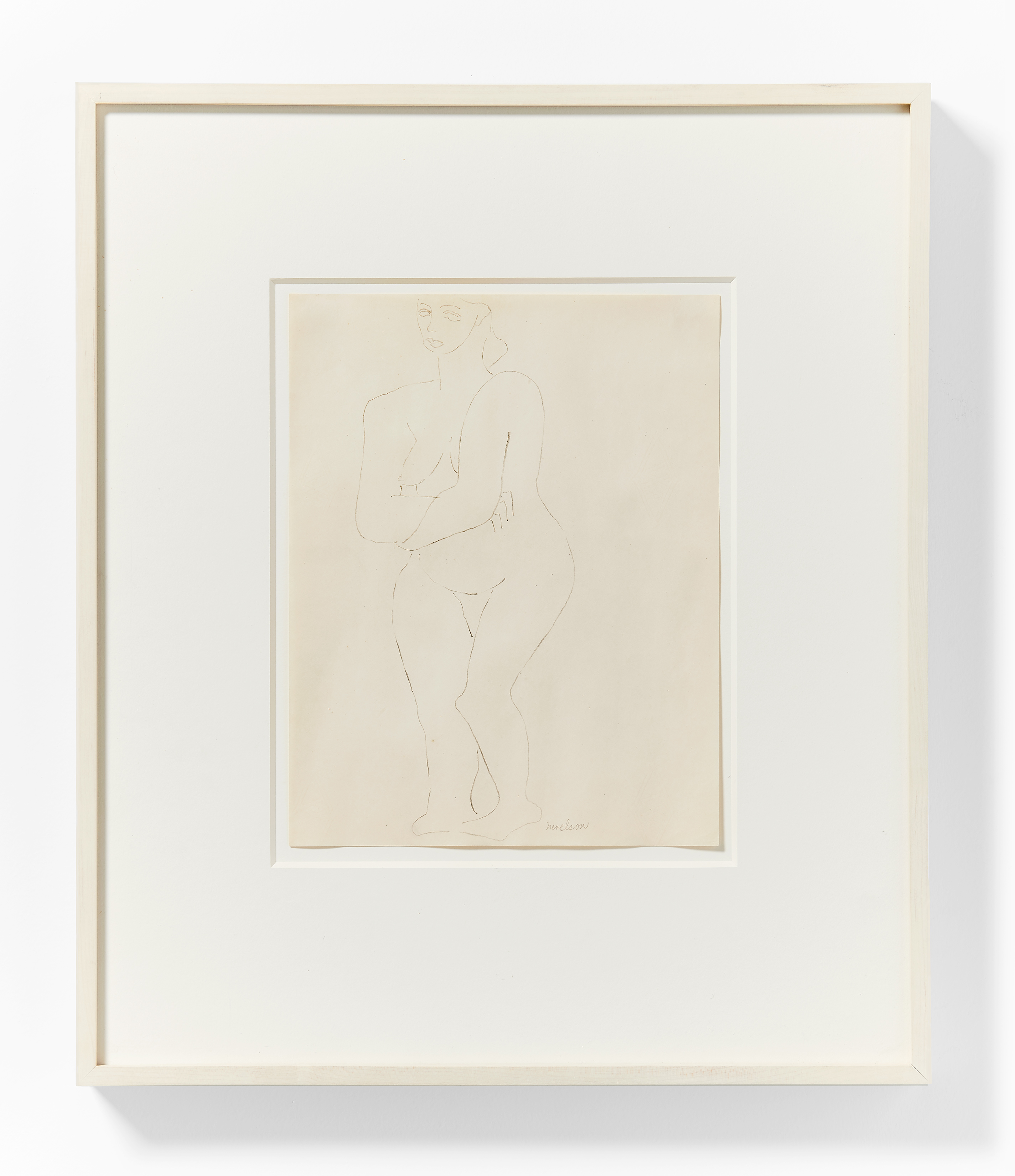 Louise Nevelson's pancil on paper drawing Female Nude