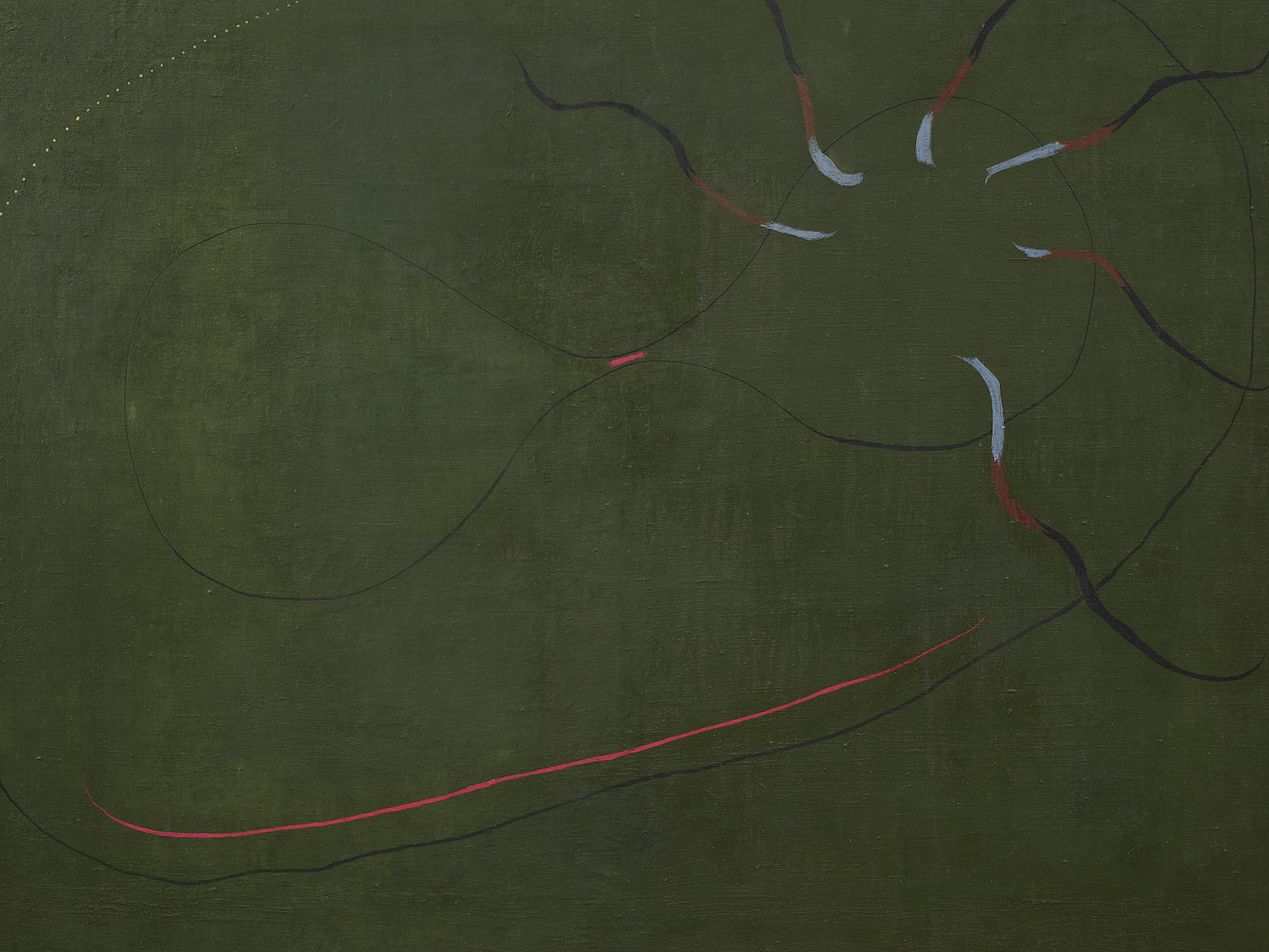 Detail view of Joan Miro's painting Le baiser