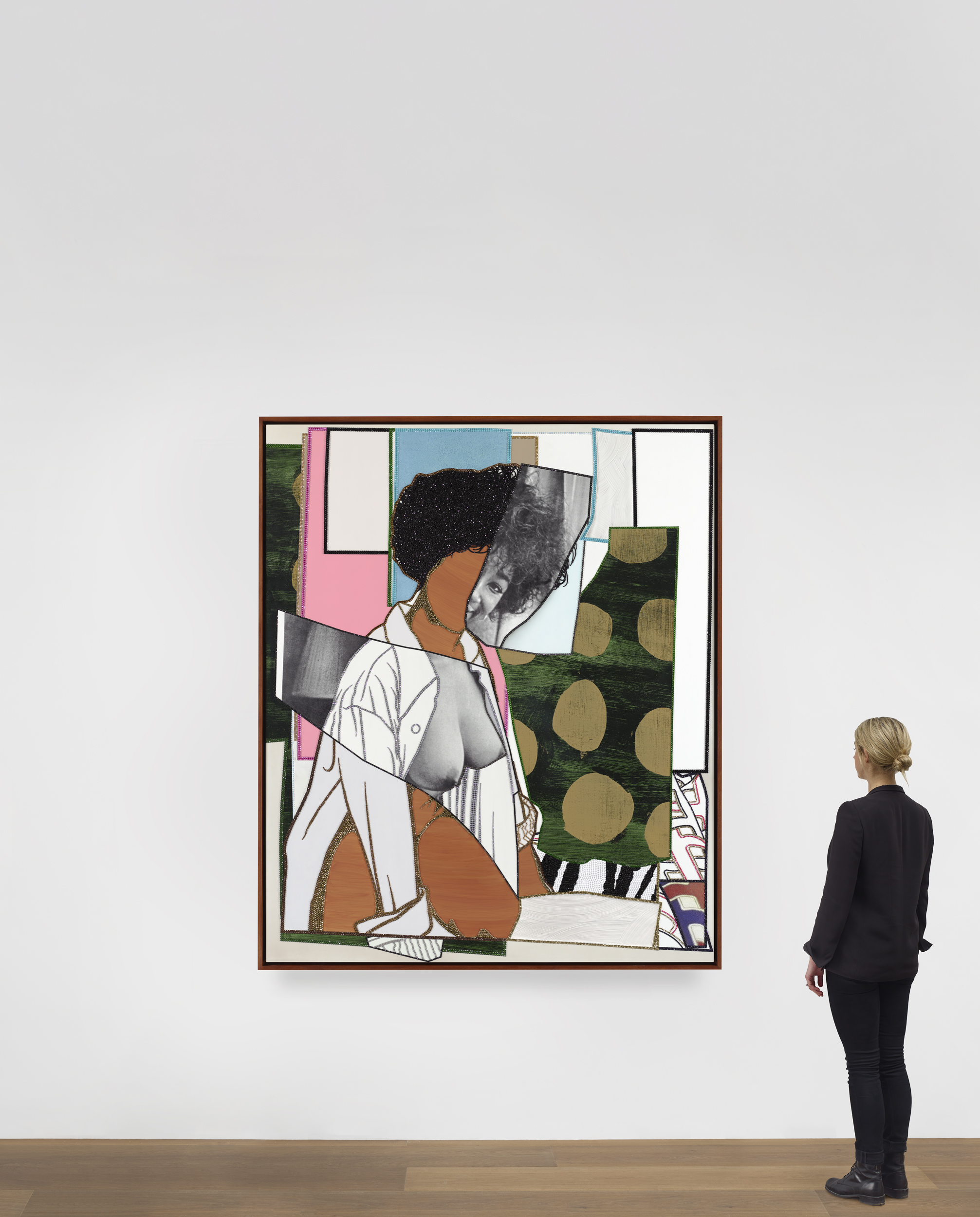 Scale view of Mickalene Thomas's painting February 1975