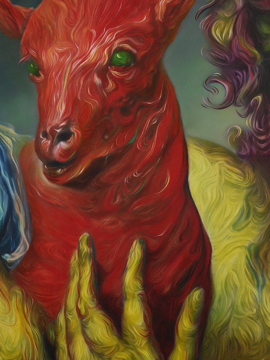 Detail view of Glenn Brown's painting Wild Horses