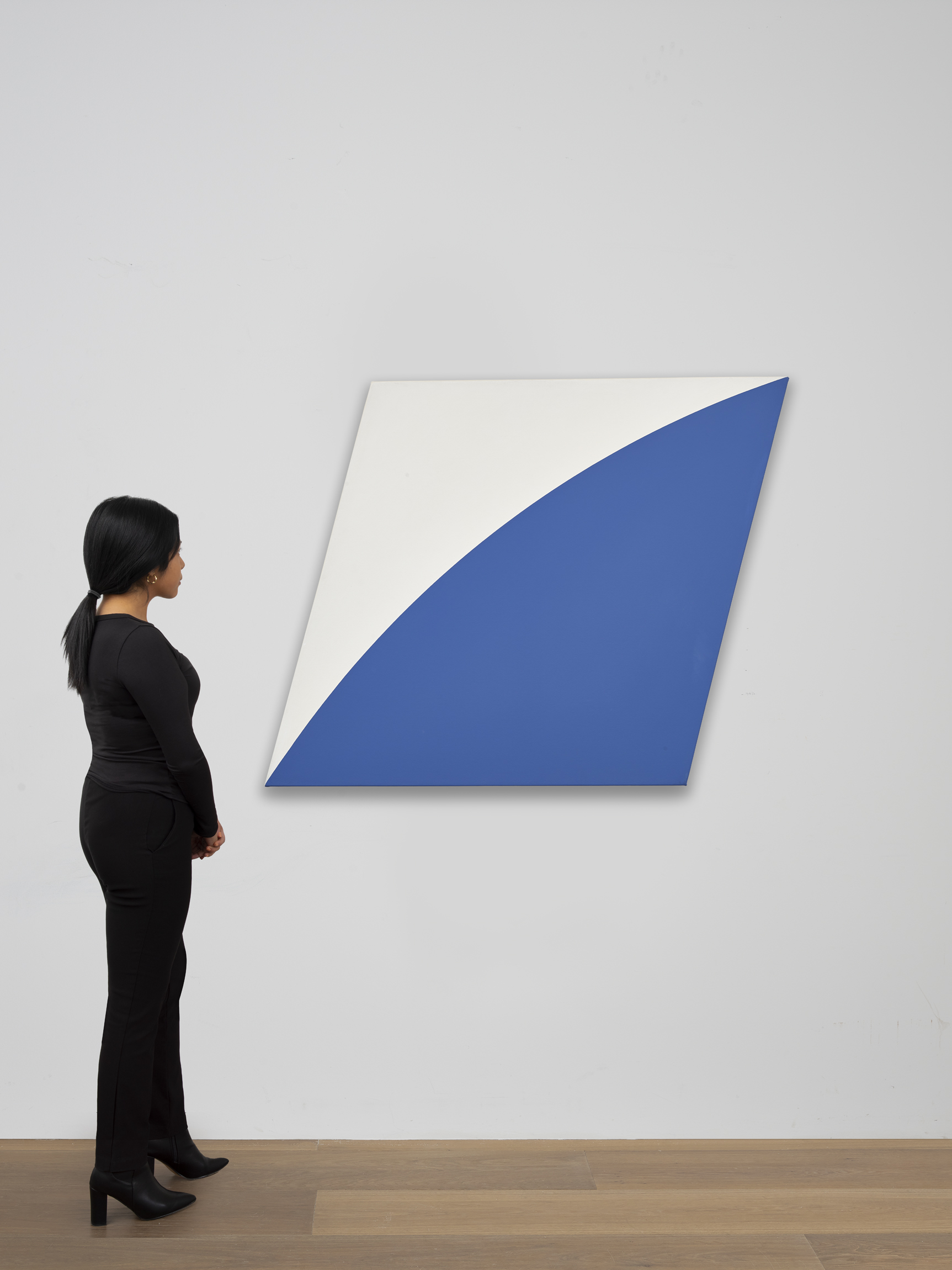 Scale view of Ellsworth Kelly's painting Blue Curve II