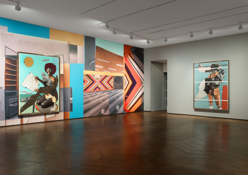 Installation view of Mickalene Thomas's exhibition Beyond the Pleasure Principle at Levy Gorvy London