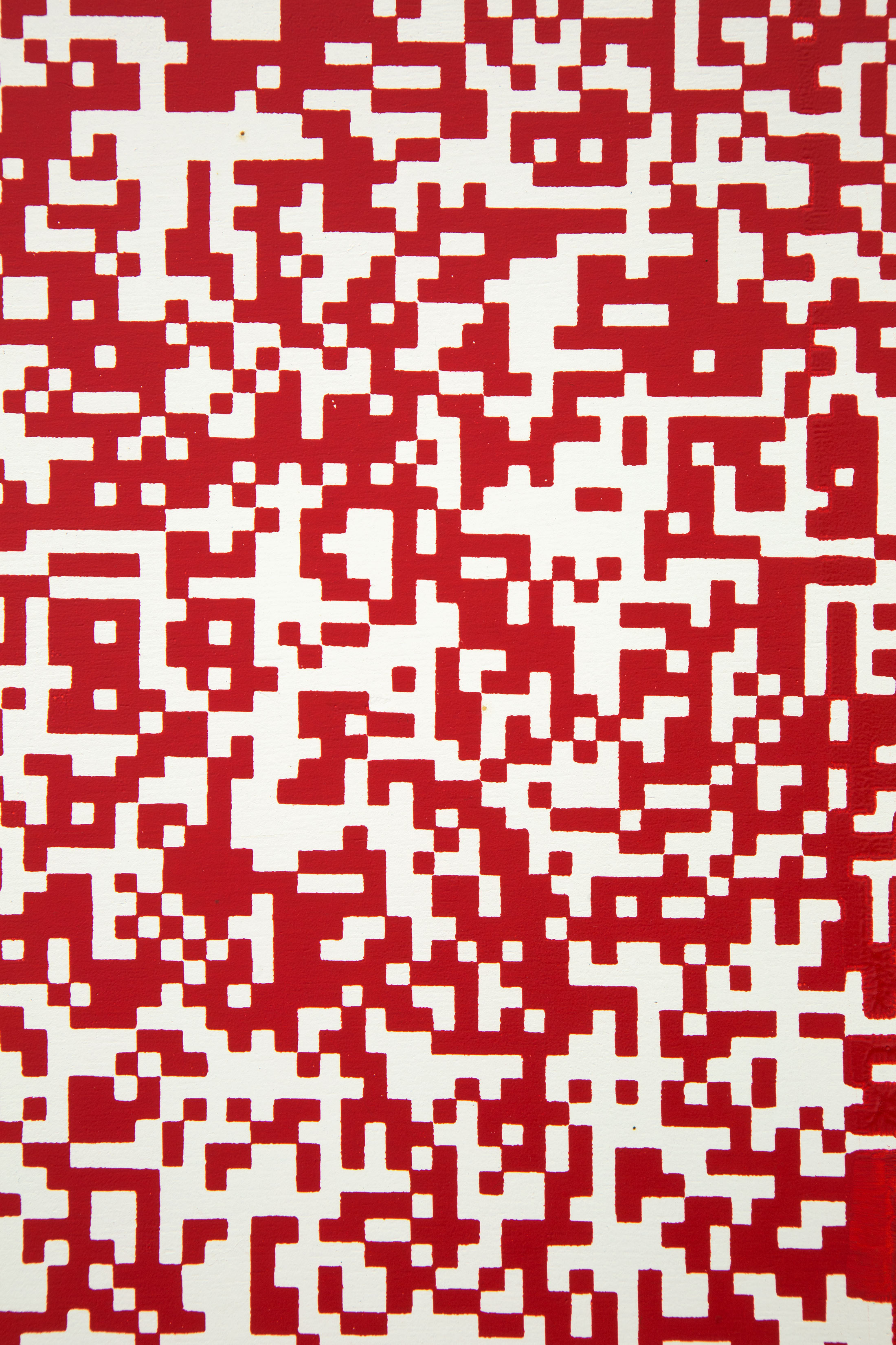 Detail view of Francois Morellet's painting Répartition aléatoire de 40000 carrés