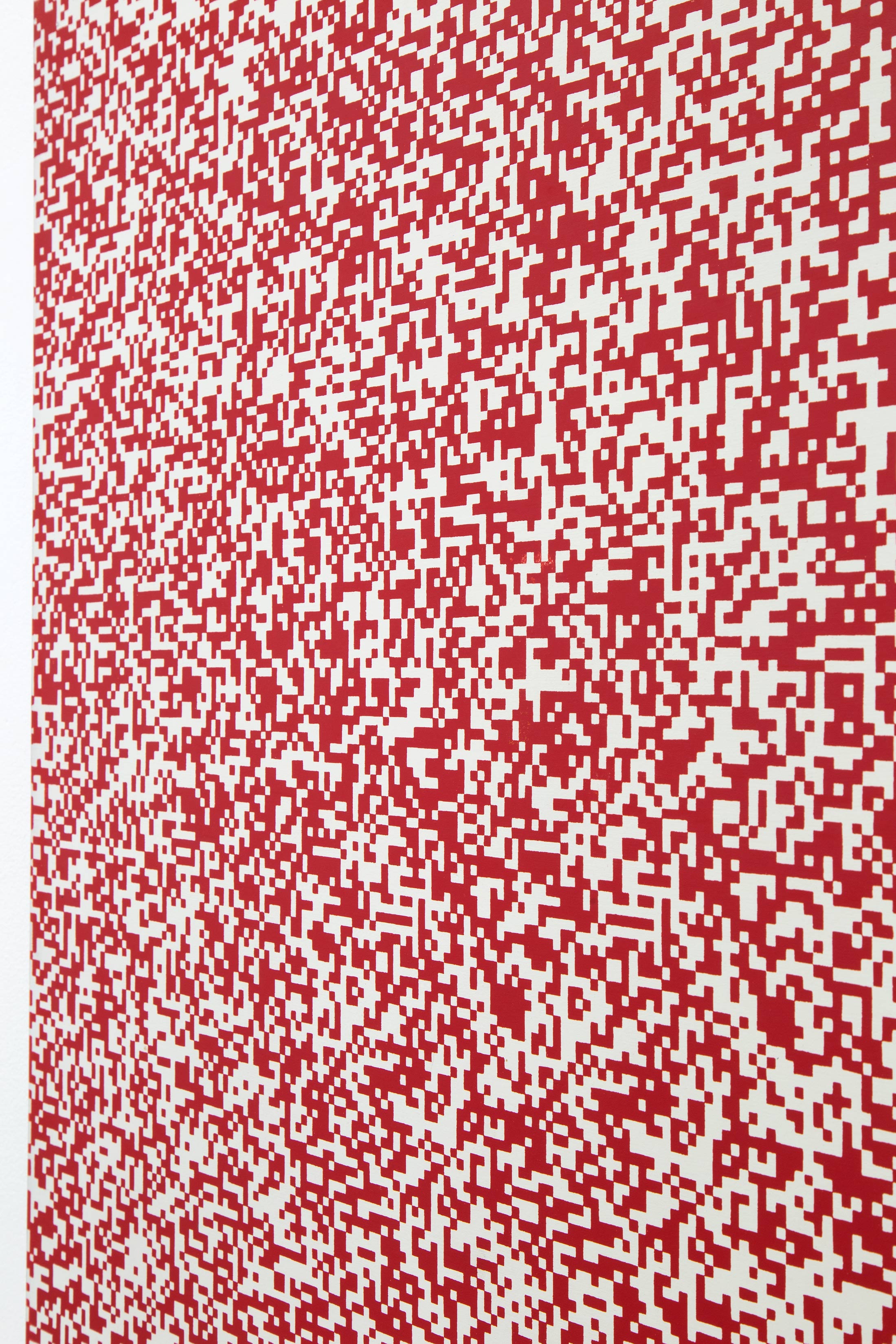 Detail view of Francois Morellet's painting Répartition aléatoire de 40000 carrés