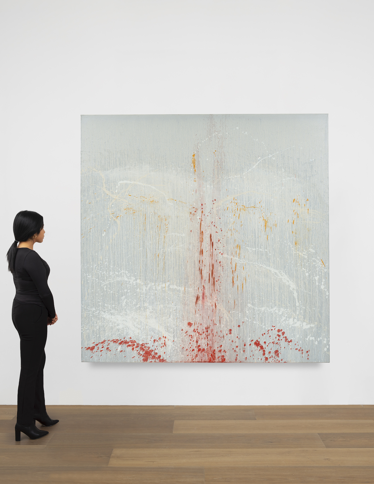 Scale view of Pat Steir's painting Through the Eye of the Jellyfish