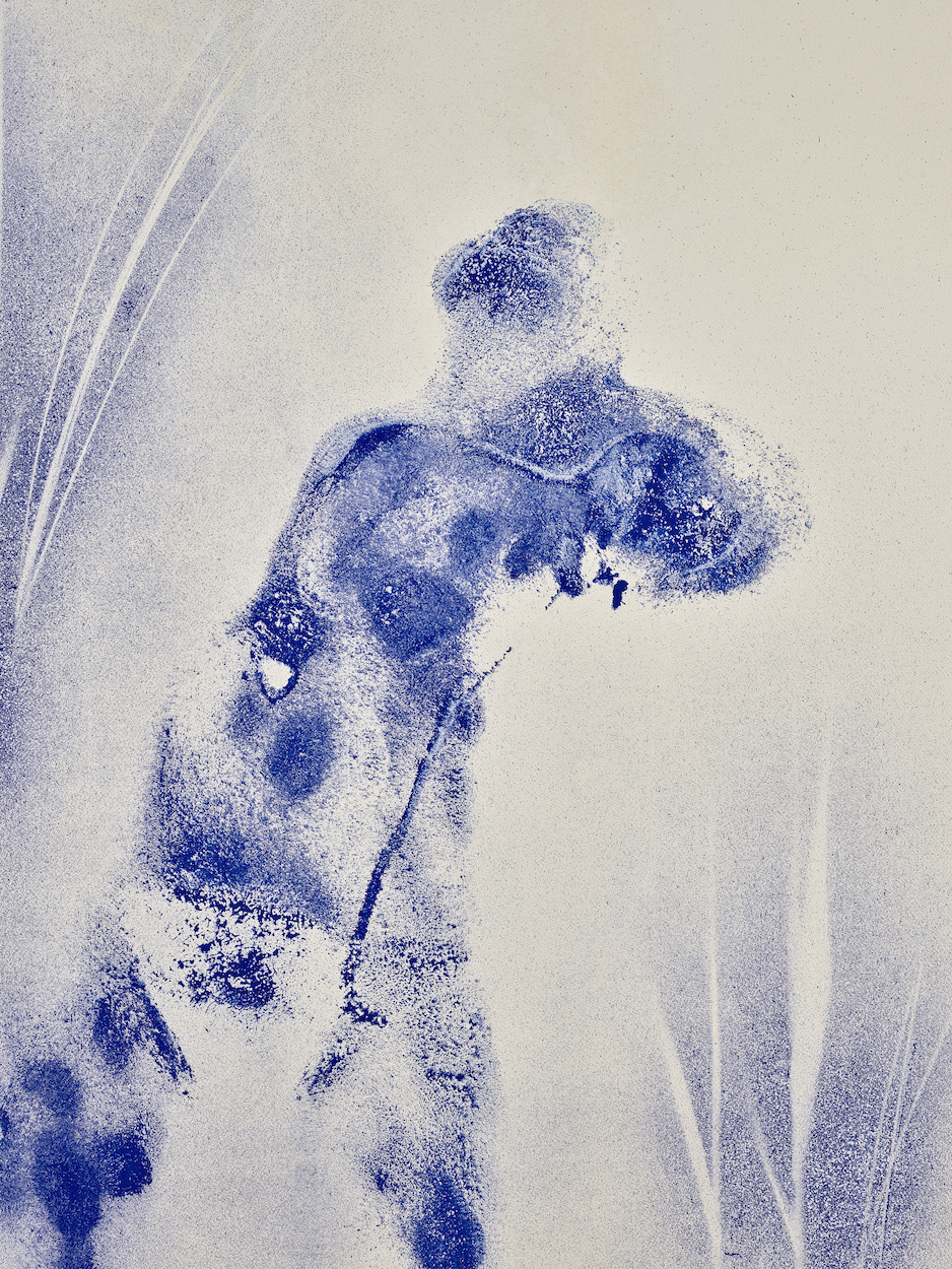 Detail view of Yves Klein's painting Anthropométrie sans titre (ANT 162)