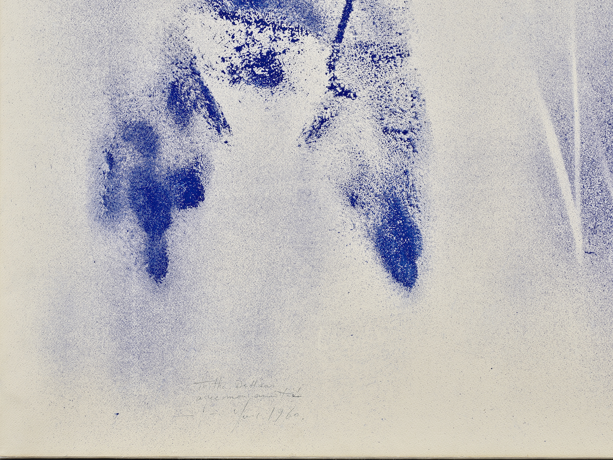 Detail view of Yves Klein's painting Anthropométrie sans titre (ANT 162)