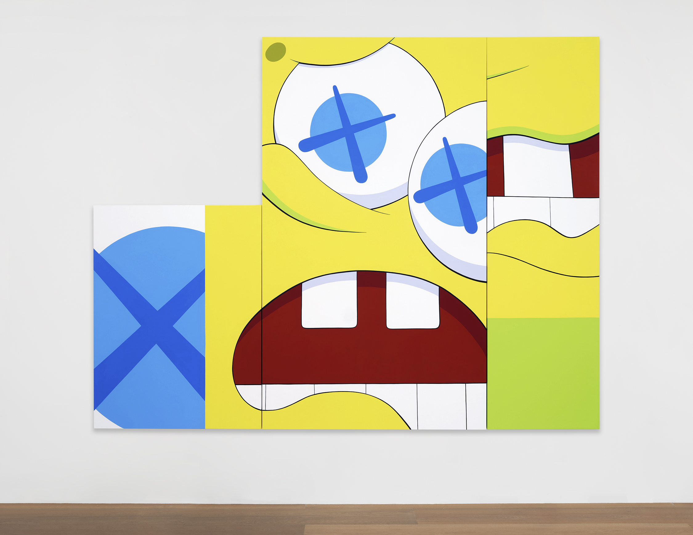 Installation view of KAWS's painting Hot Seat Junction