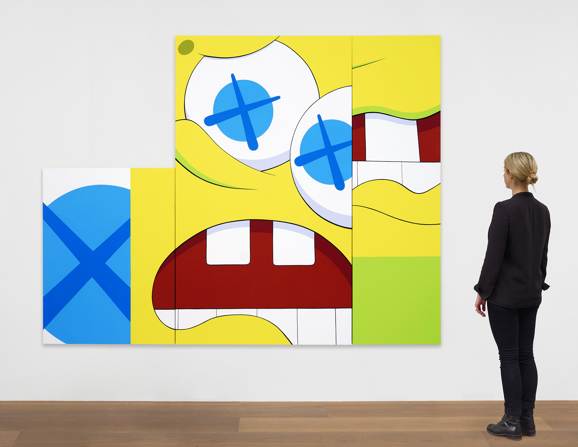 Scale view of KAWS's painting Hot Seat Junction