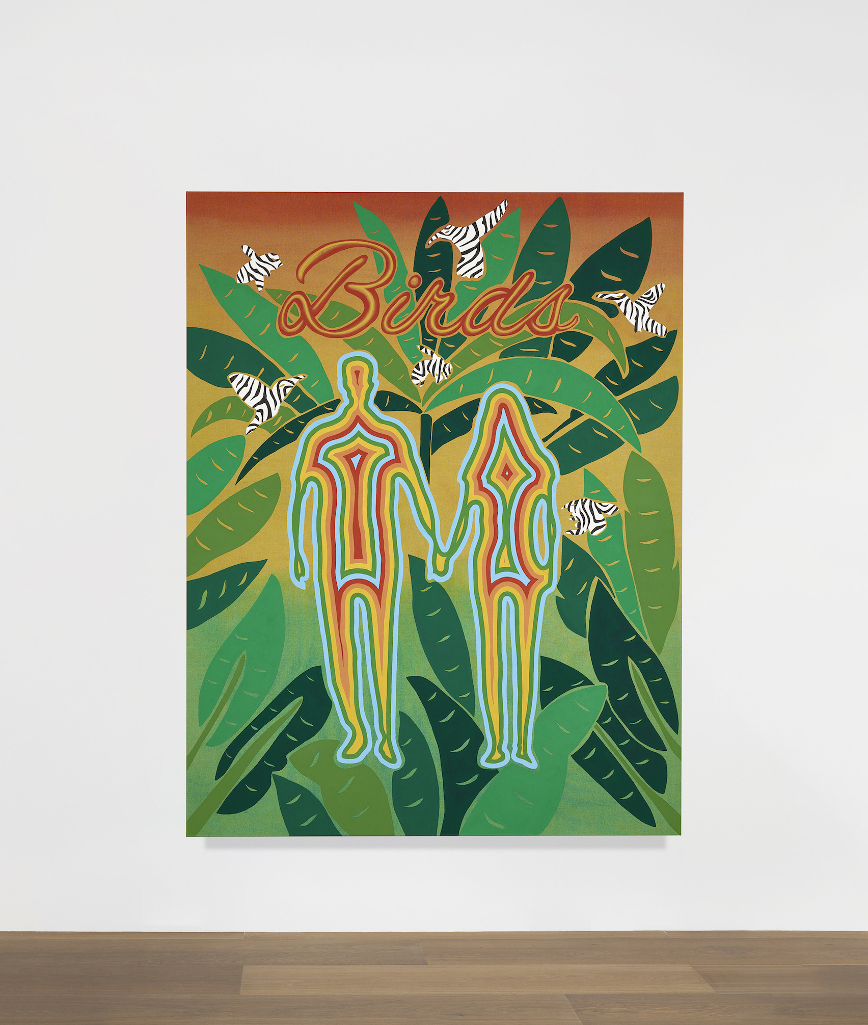 Installation view of Joel Mesler's painting Untitled (Birds)