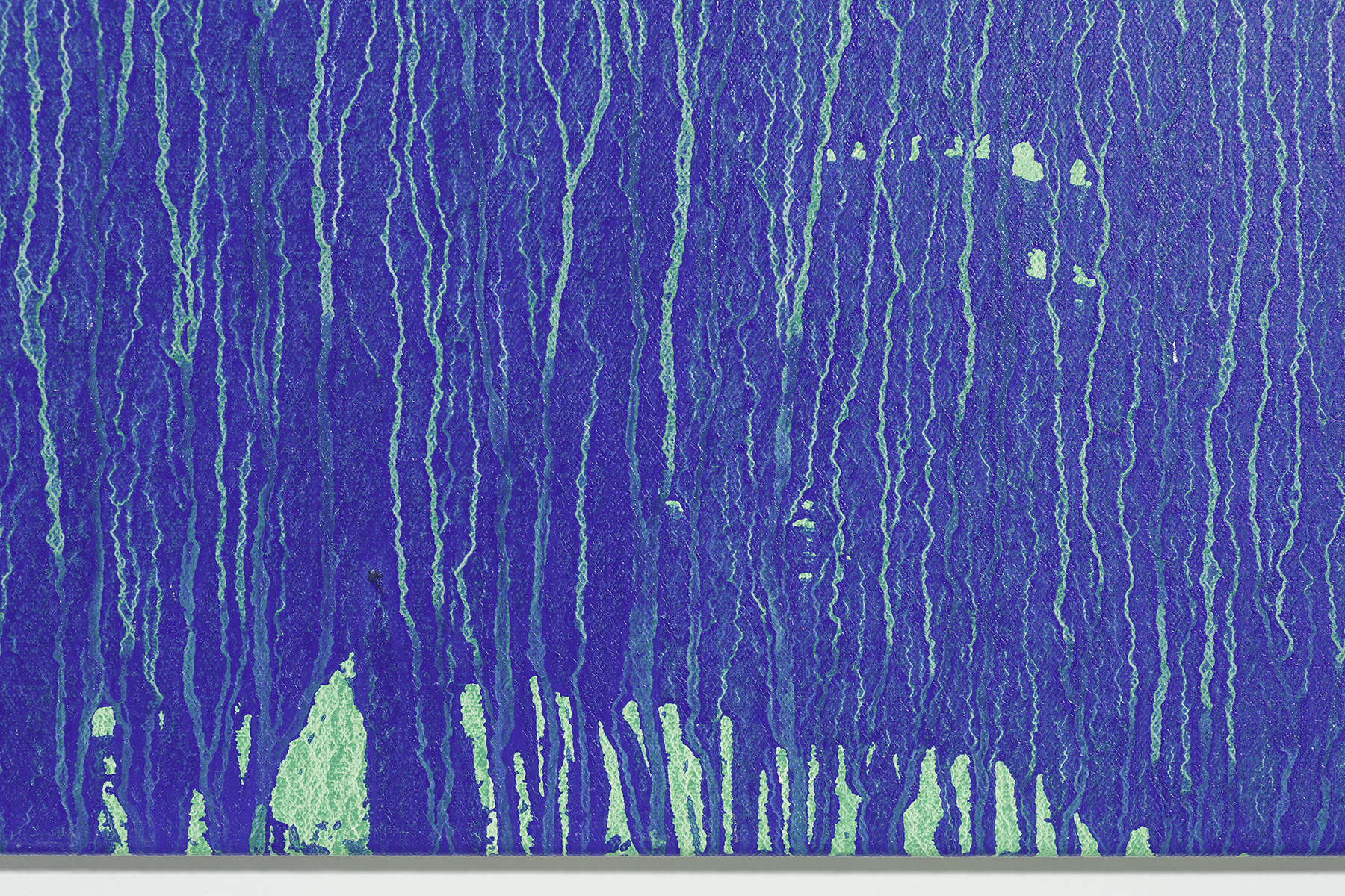 Detail view of Pat Steir's painting Two Blues