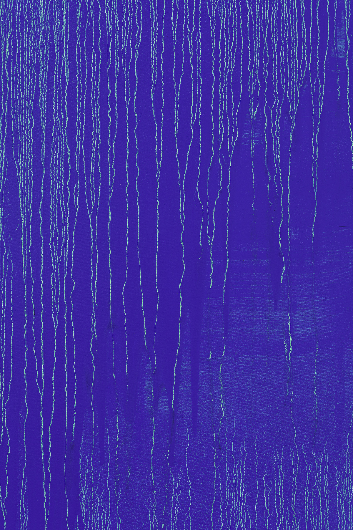 Detail view of Pat Steir's painting Two Blues