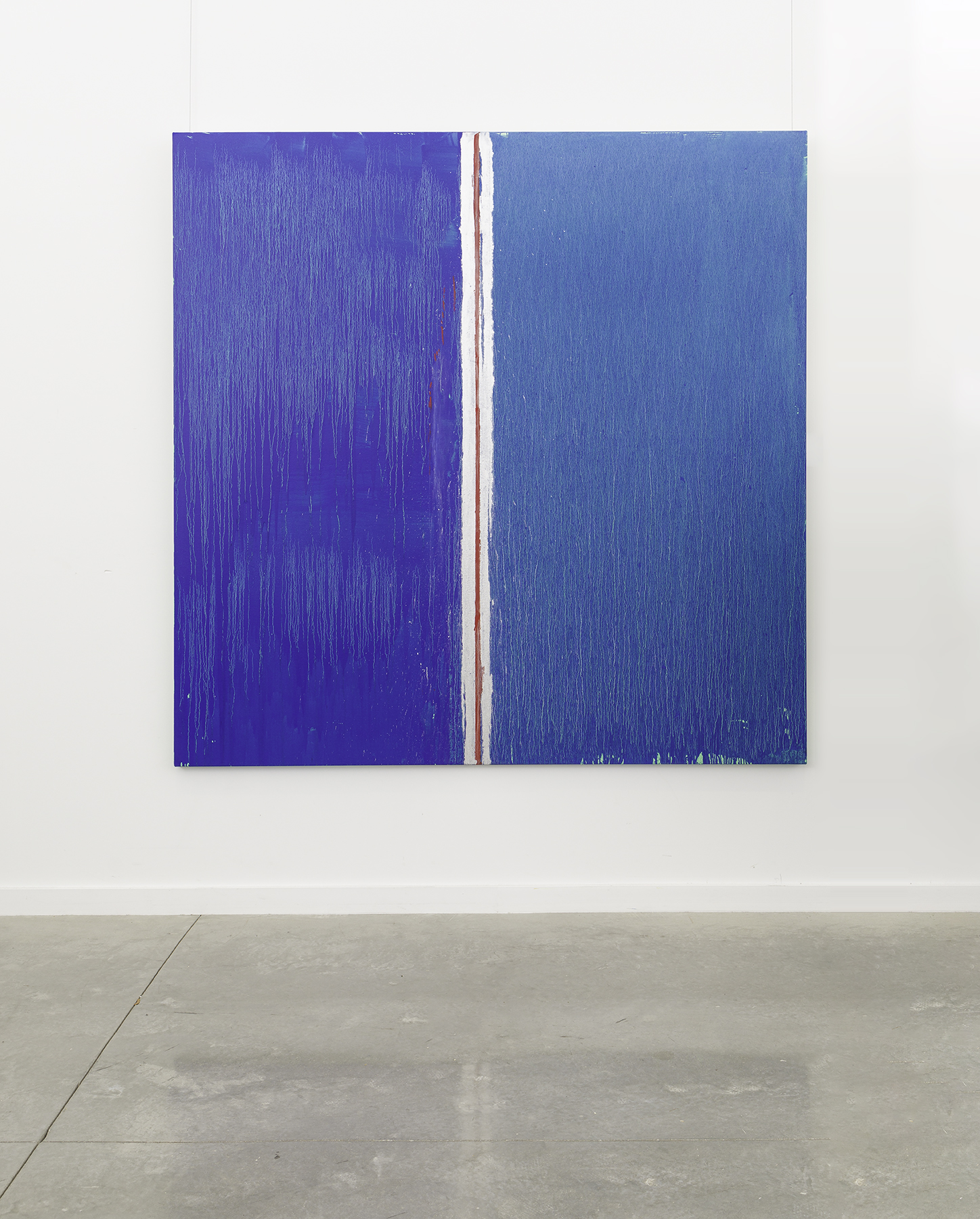 Installation view of Pat Steir's painting Two Blues