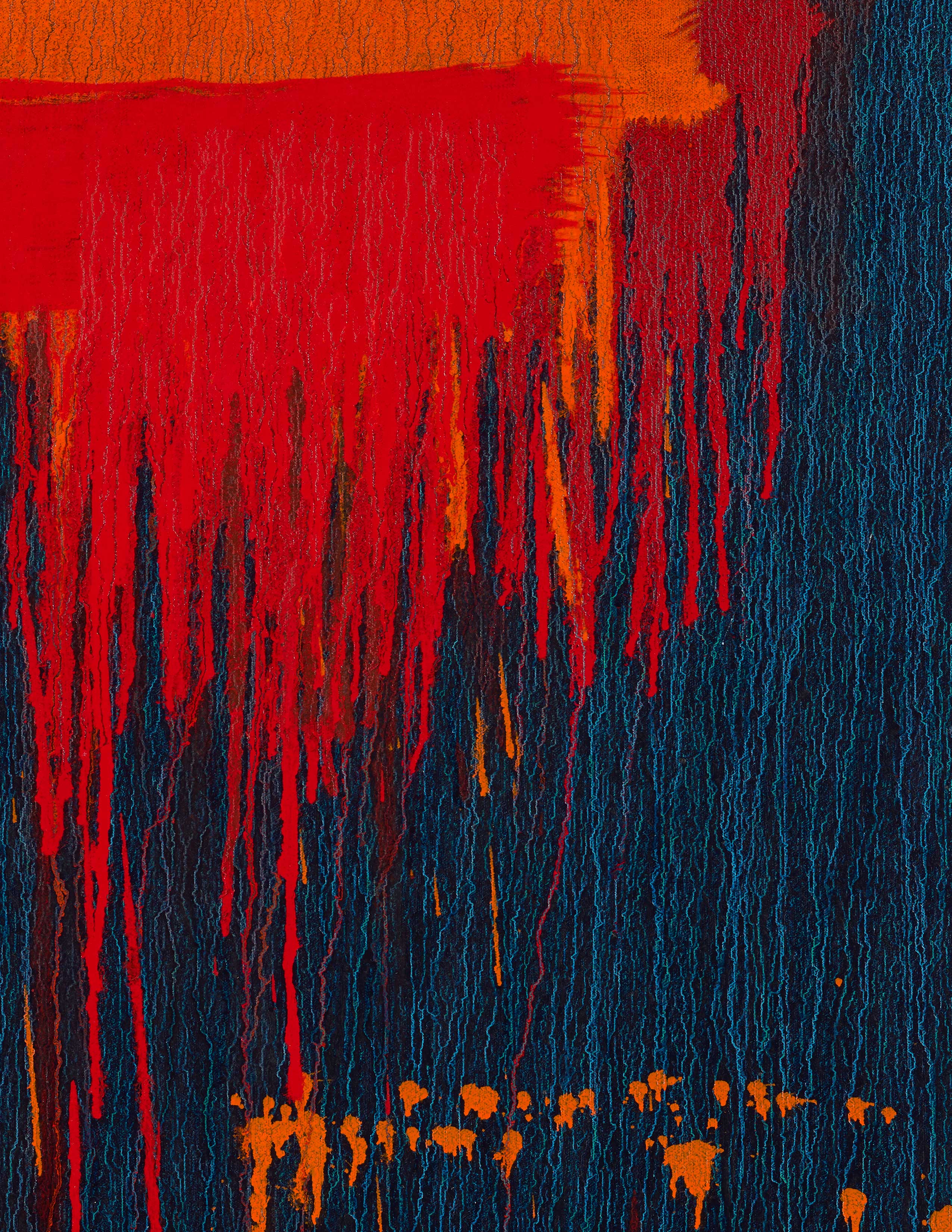 Detail view of Pat Steir's painting Untitled XXVII, 2019 (Taipei)