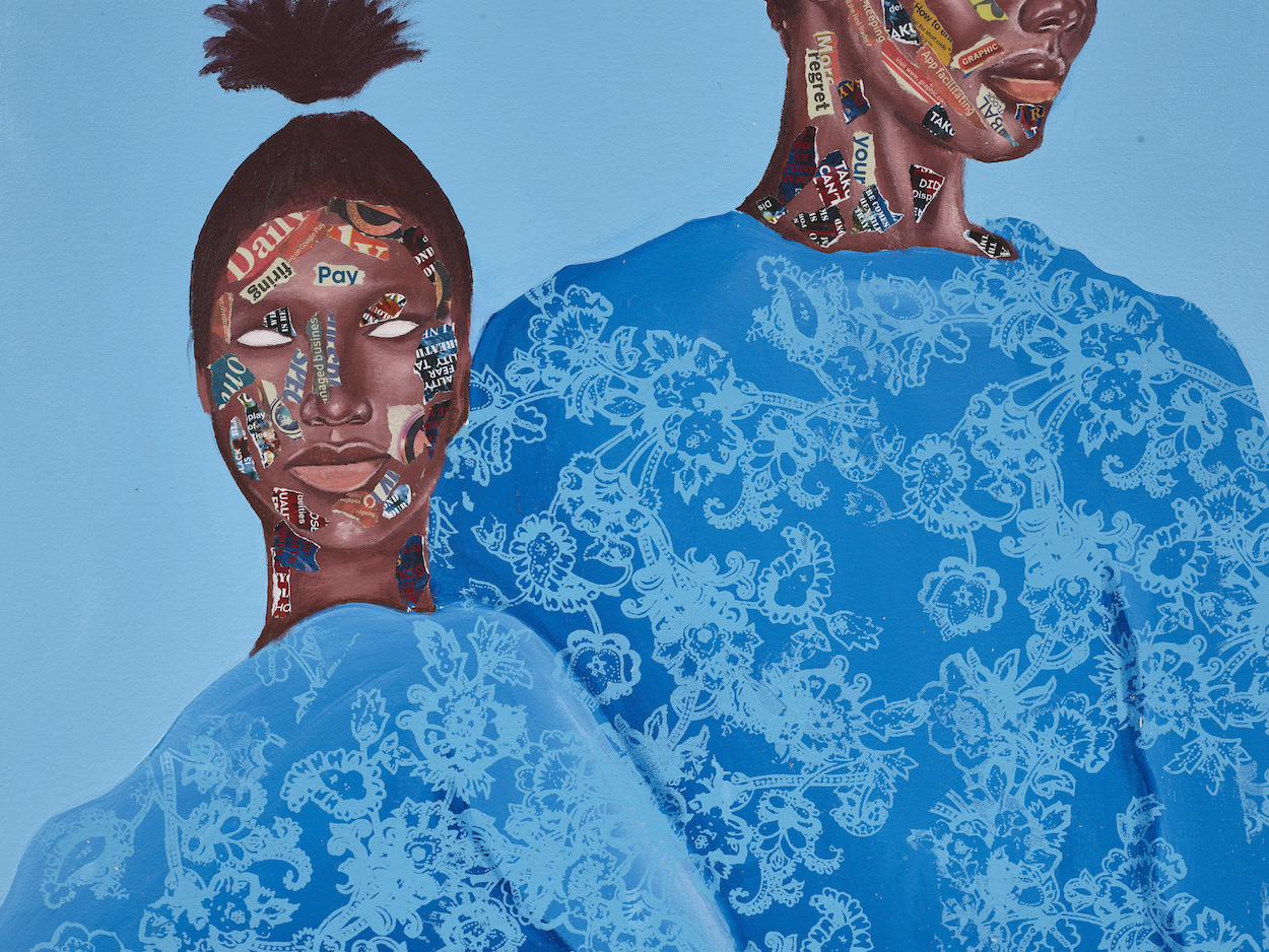 Detail view of Emmanuel Taku's painting Got You