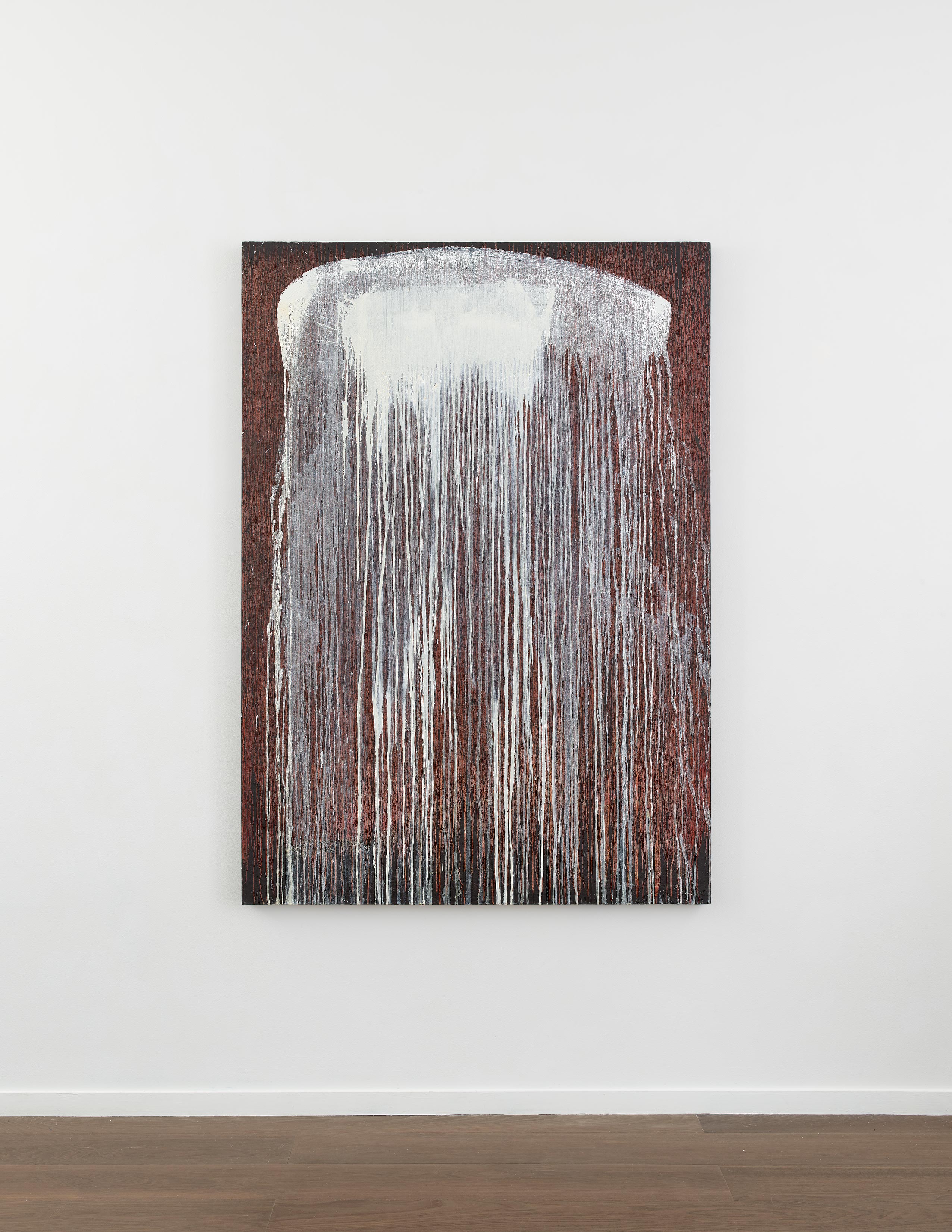 Installation view of Pat Steir's painting Florida Waterfall Mark Curve