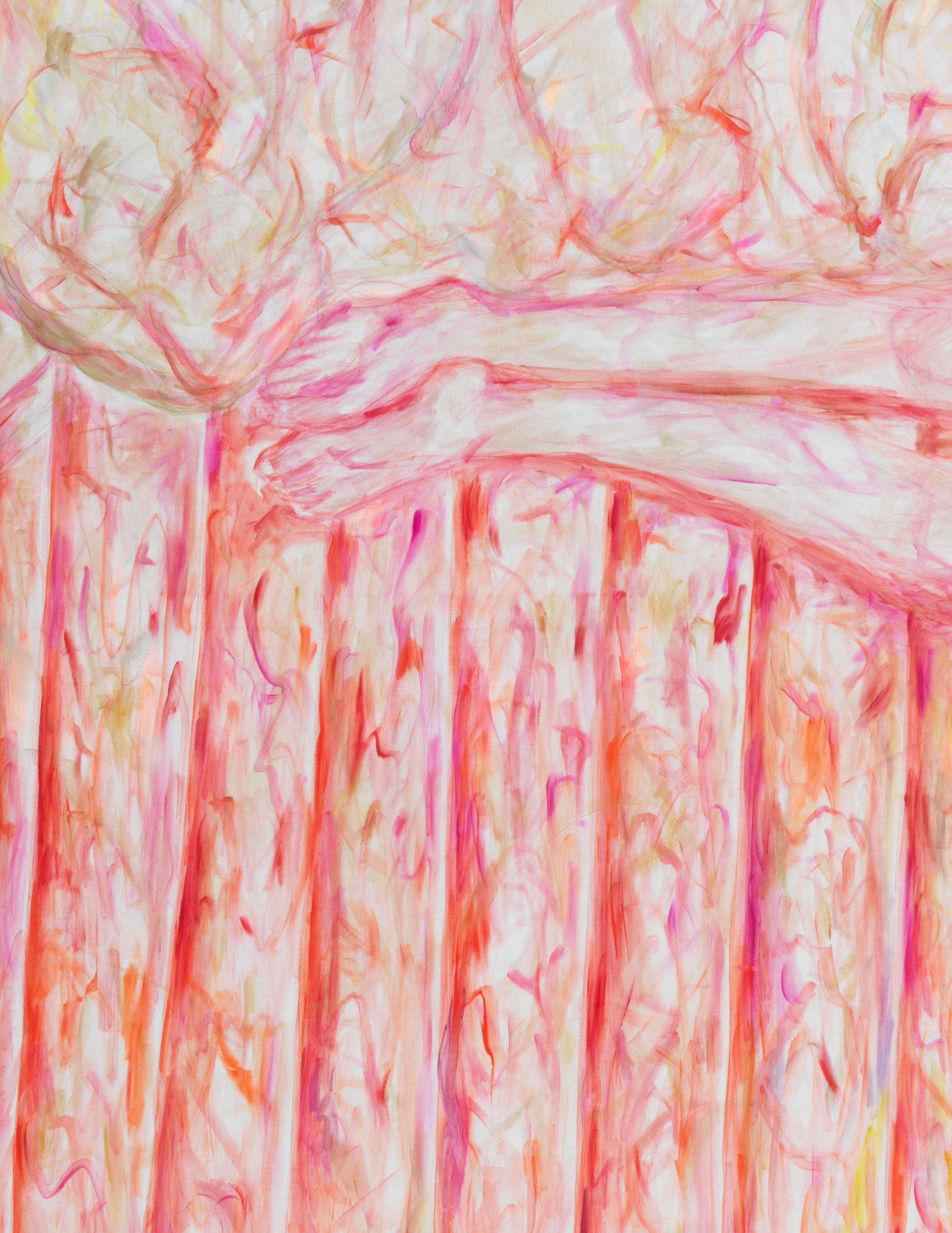 Detail view of Jutta Koether's painting Lying, LF, Rags