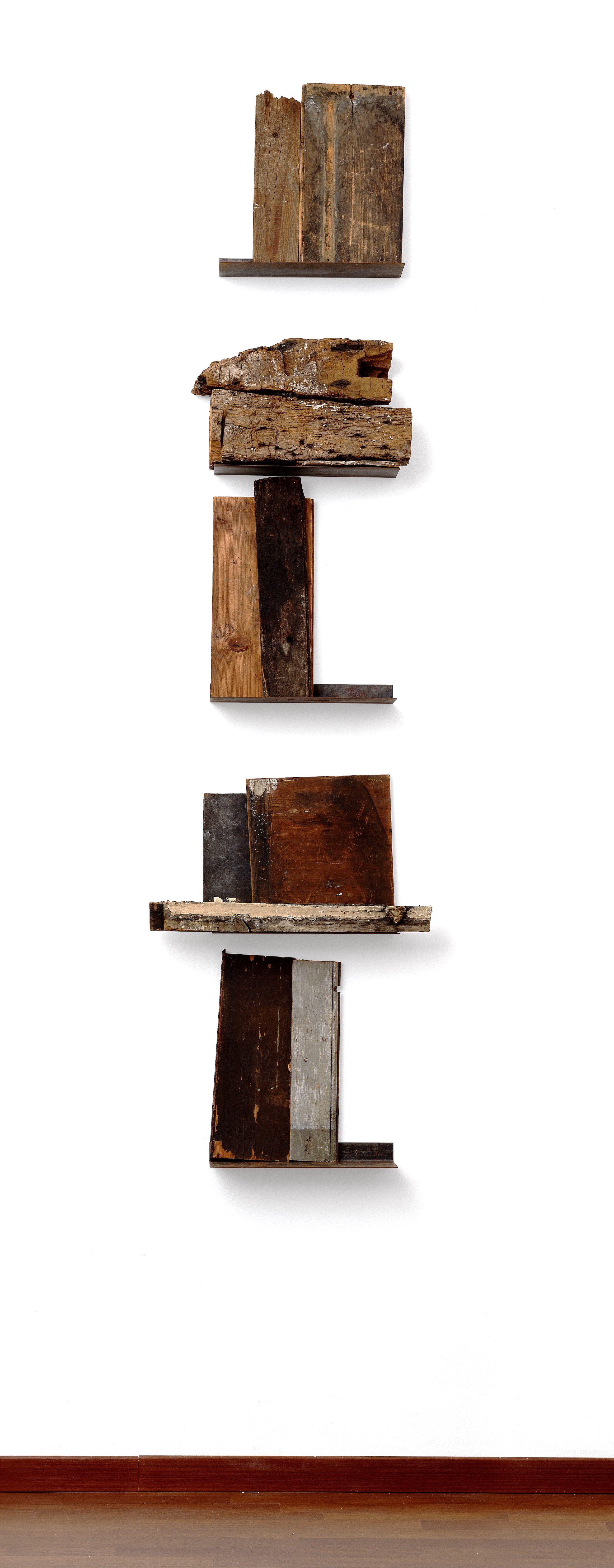 Jannis Kounellis's Untitled metal shelves and found wood sculpture