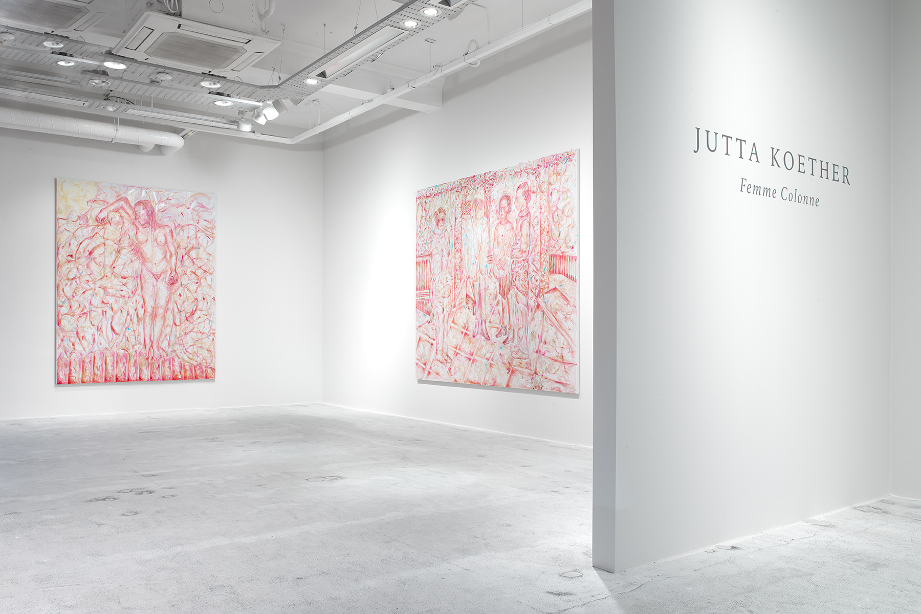 Installation view of Jutta Koether's solo exhibition Femme Colonne at Levy Gorvy London