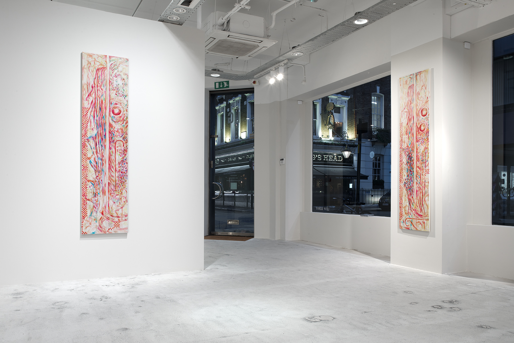 Installation view of Jutta Koether's solo exhibition Femme Colonne at Levy Gorvy London