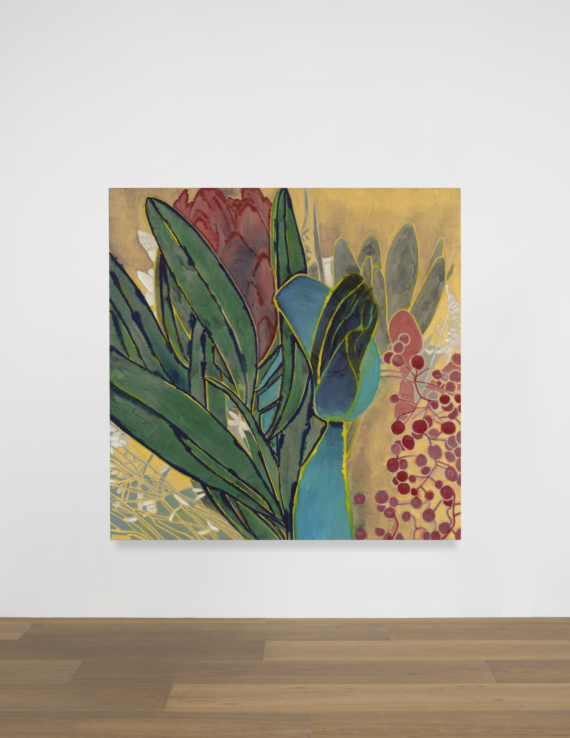 Installation view of Francesco Clemente's painting Winter Flowers XIII