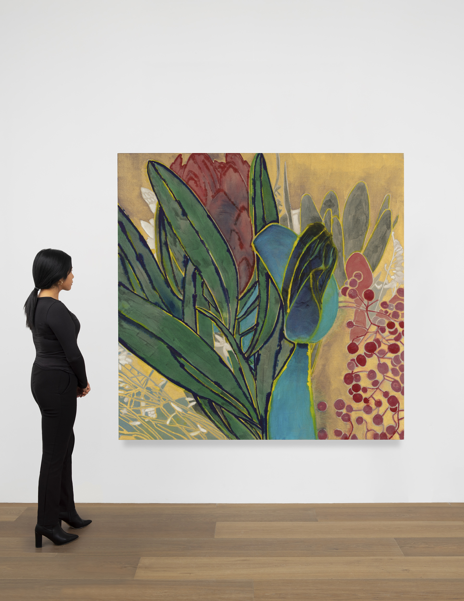 Scale view of Francesco Clemente's painting Winter Flowers XIII