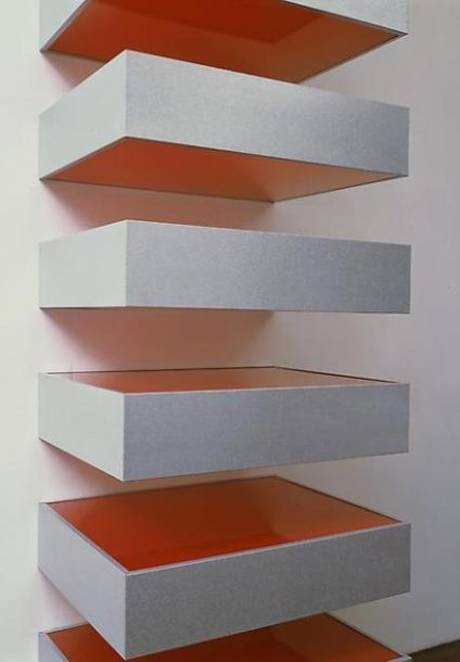 Detail view of Donald Judd's sculpture Untitled (79-40 Bernstein)