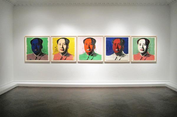 Installation view of the exhibition Warhol Print Portfolios: Marilyn Monroe, Mao, Electric Chairs, Campbell’s Soup