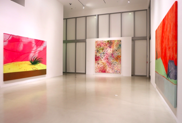 Installation view of the de la Cruz Collection with works by Albert Oehlen, Dan Colen, Michael Krebber, and Sigmar Polke