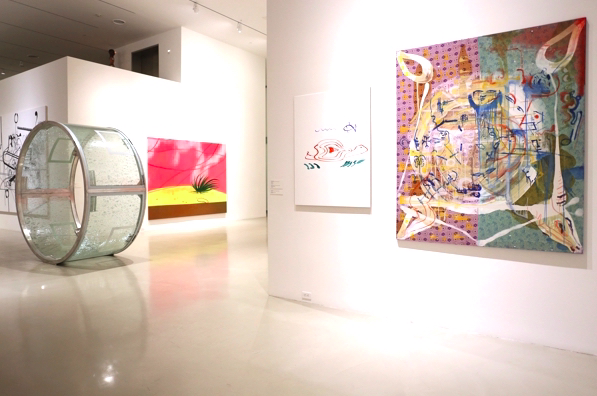 Installation view of the de la Cruz Collection with works by Albert Oehlen, Dan Colen, Michael Krebber, and Sigmar Polke